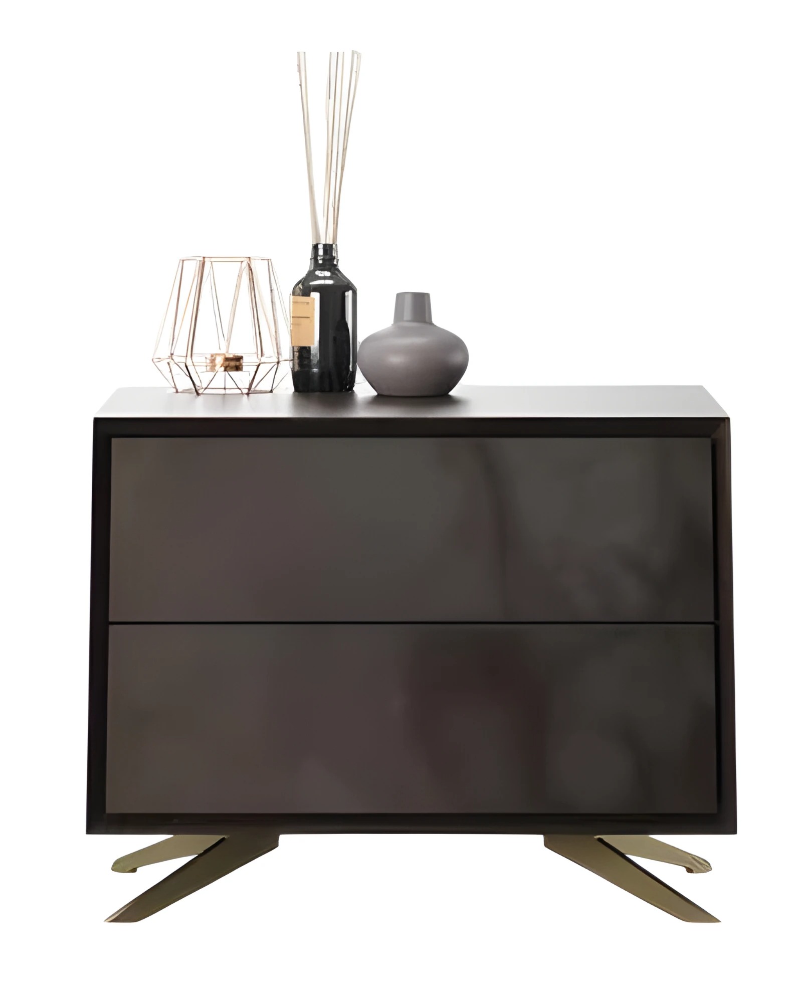 Grauer Nachttisch aus Holz modern eleganter Stil