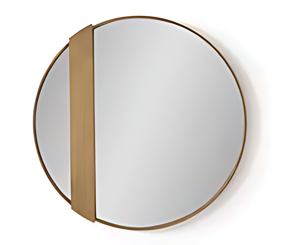 Wandspiegel mit rundem Glas eckigem Rahmen modern und stilvoll Spiegel