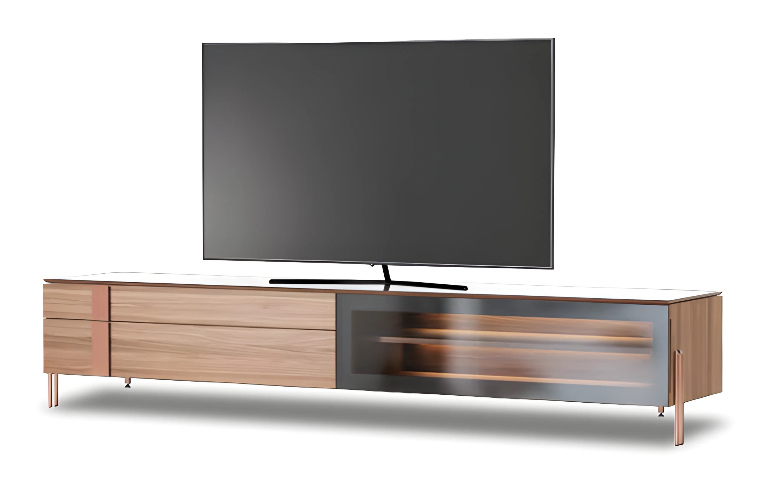 Elegantes braunes Holz Lowboard modern für Wohnzimmer