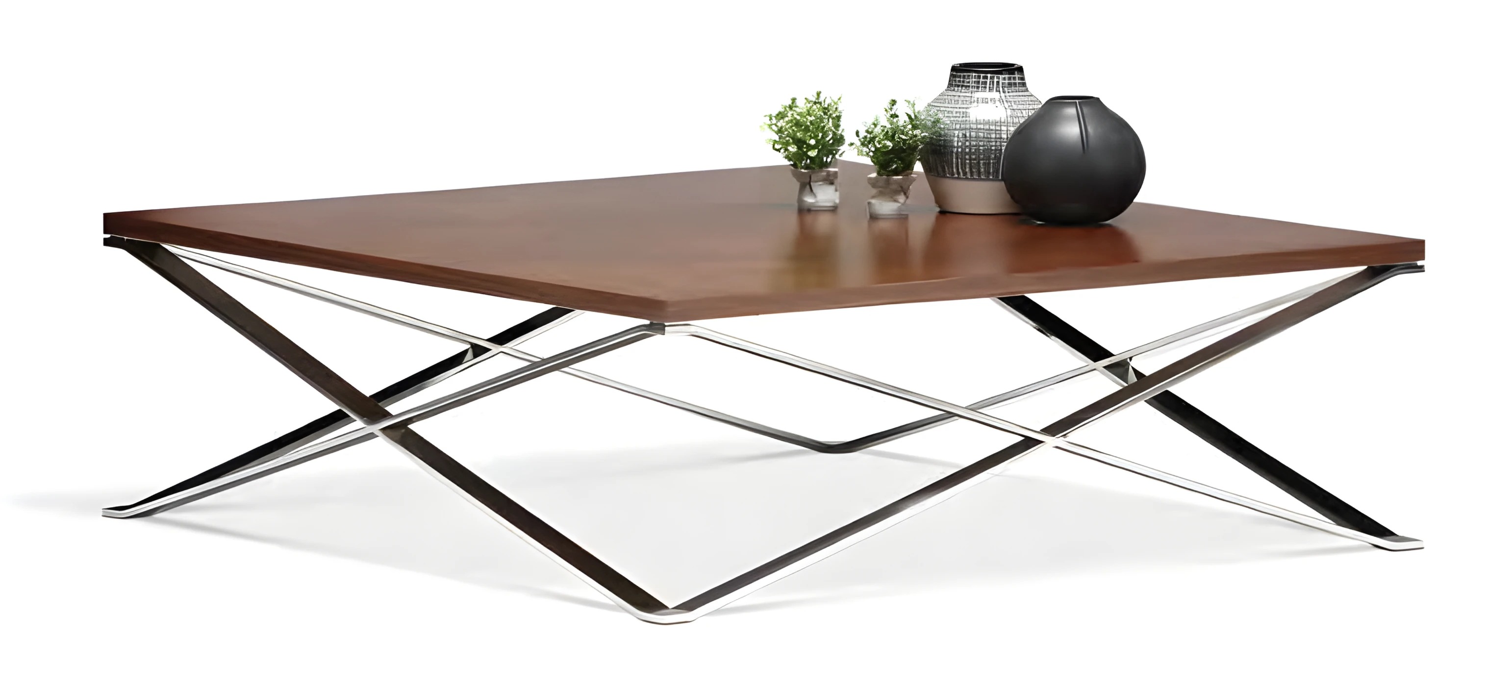 Moderner Couchtisch aus Holz und Metall in Braun