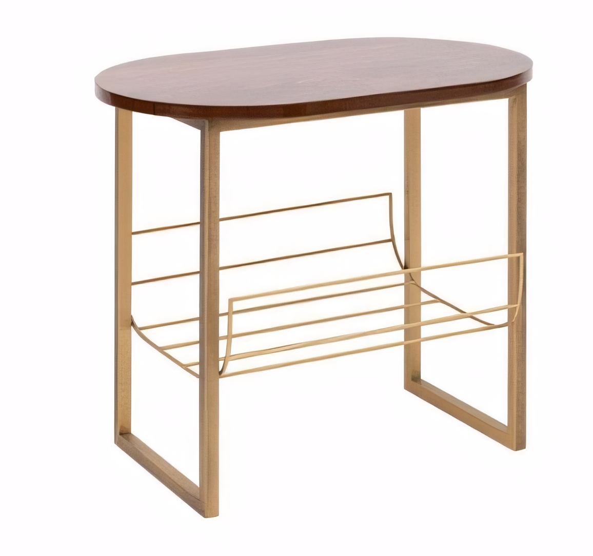 Couchtisch mit Goldenen Metallbeinen und Holzplatte