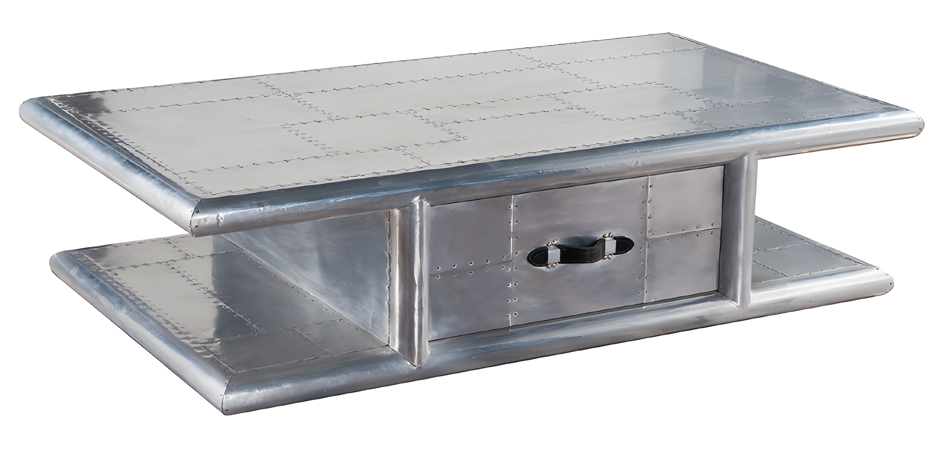 Designer Flieger Couchtisch Aluminium vernietet Retro Wohnzimmer