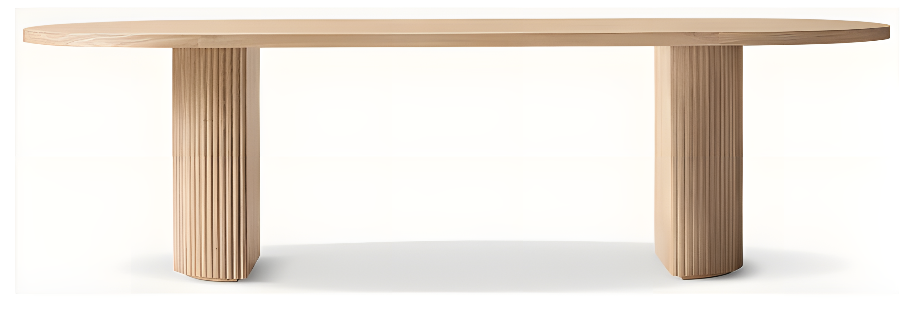 Stilvoller Esstisch mit glatter Tischplatte und strukturiertem Untergestell