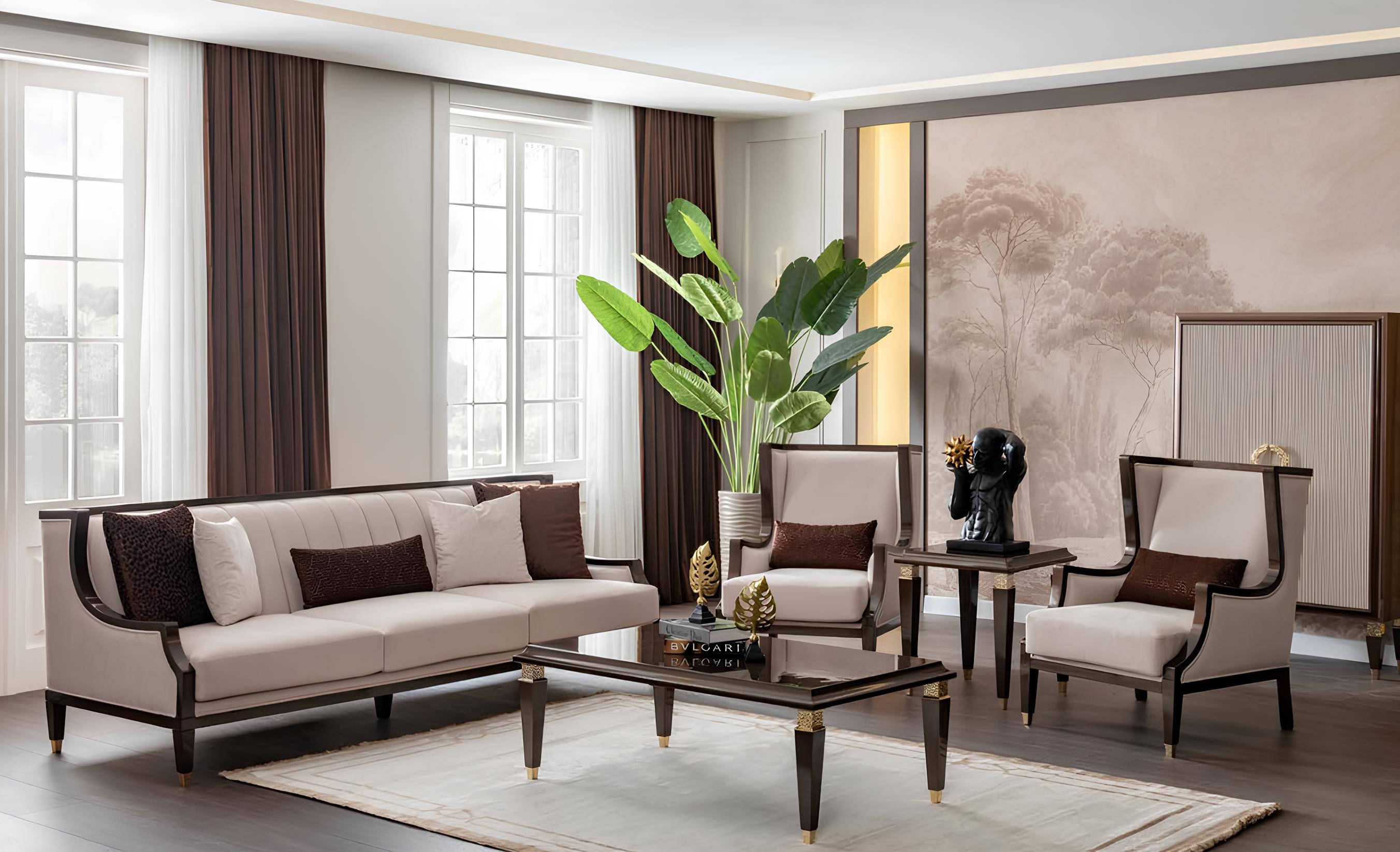Wohnzimmer-Set: 3+1+1 Sitzer mit Couch- & Beistelltisch – elegant & praktisch
