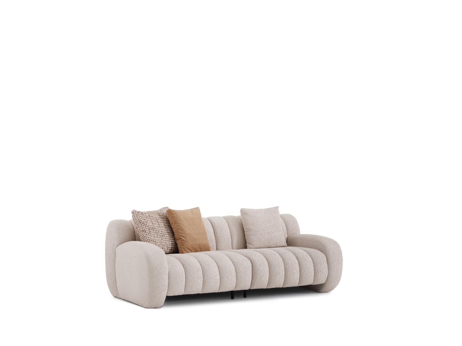 Zweisitzer Sofa 2 Sitzer Couch Modernes Beige Wohnzimmer