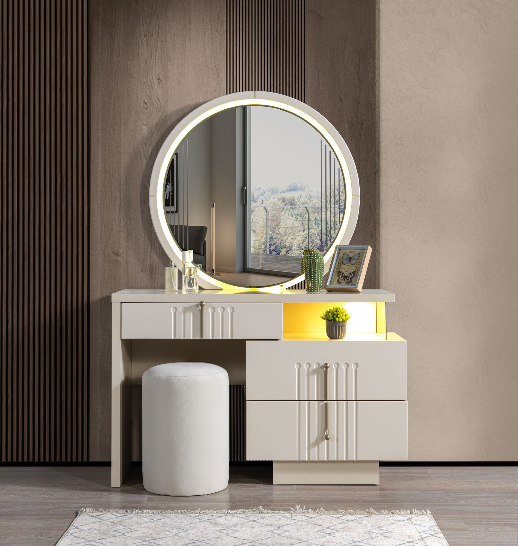 Make-up Tisch Schminktisch inkl. Spiegel kompakt elegant