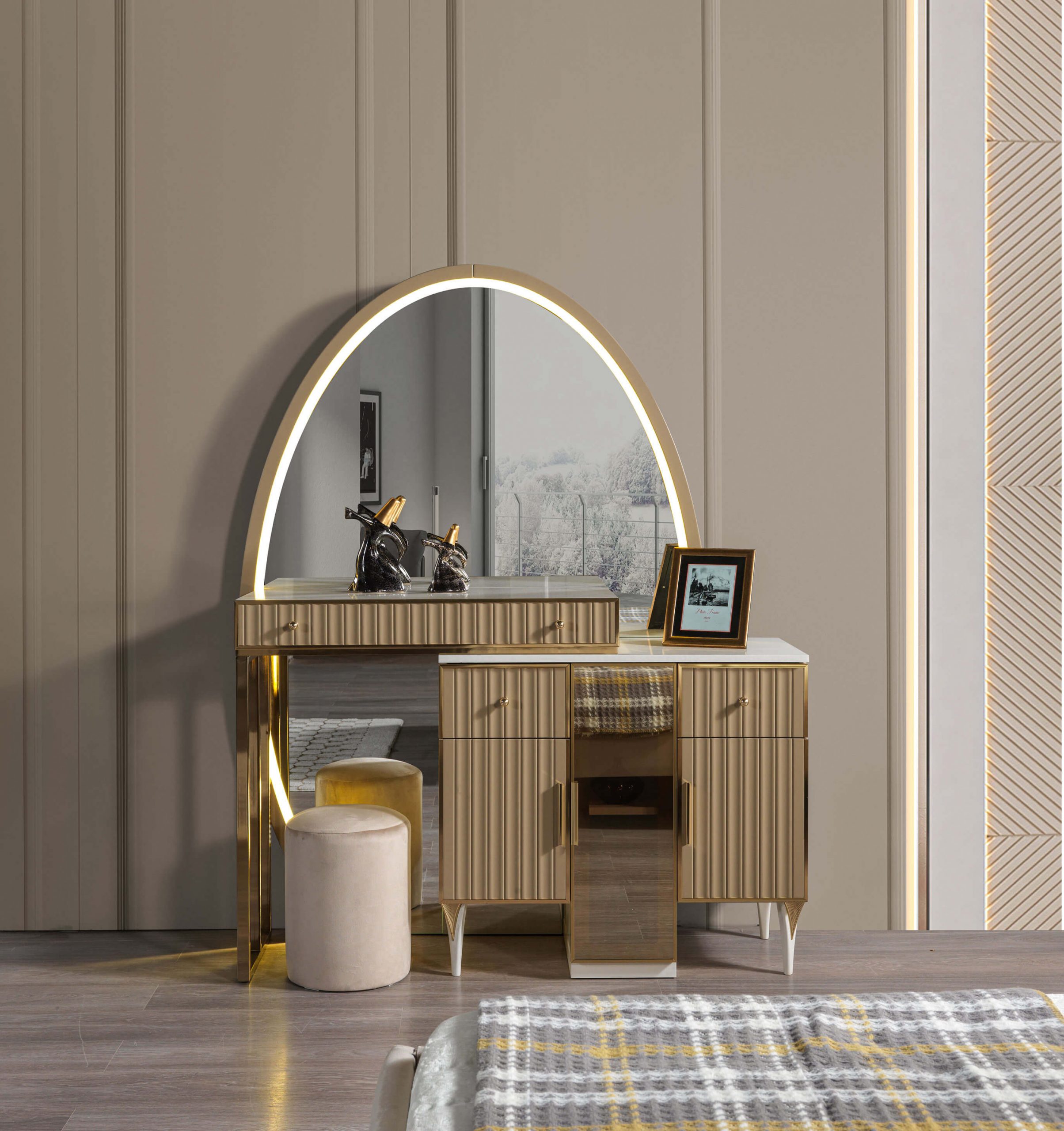 Schminktisch mit Spiegel modern Holz Kosmetiktisch Schlafzimmer