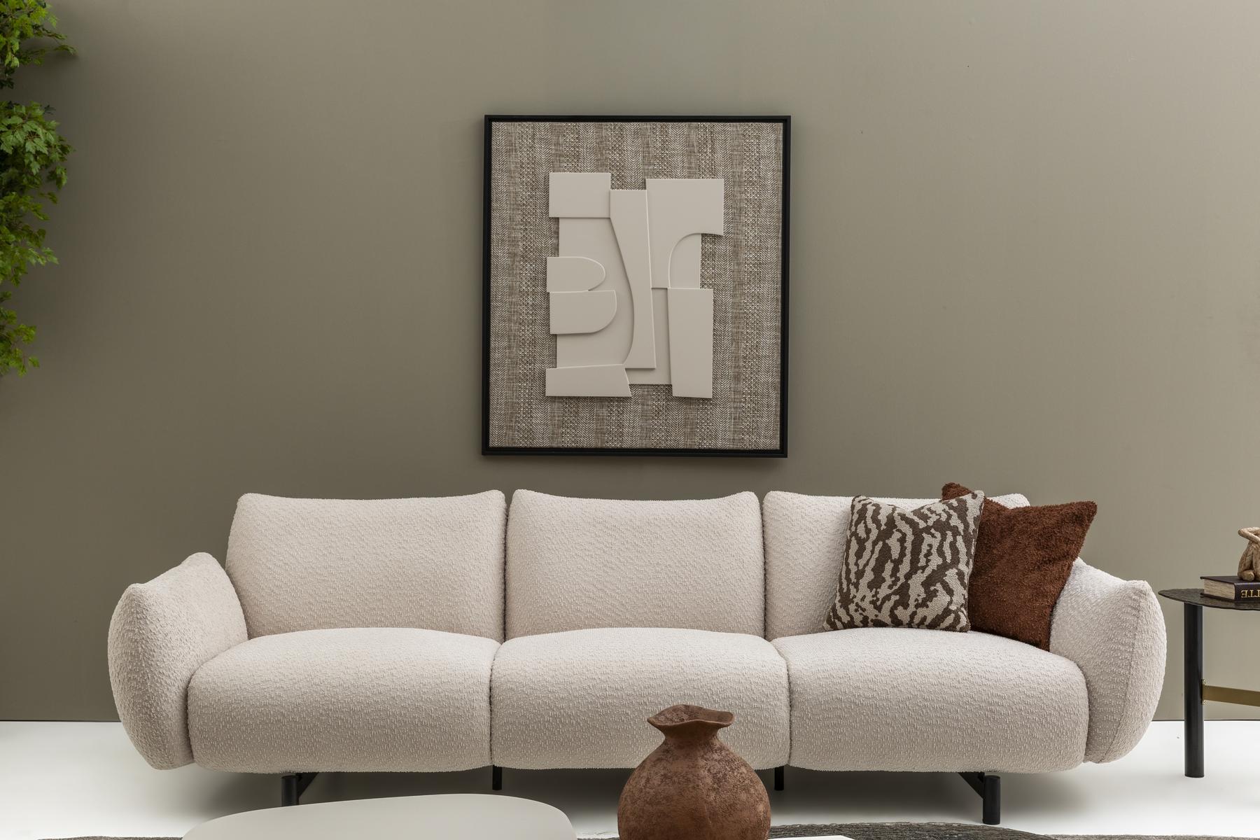 Modernes 4-Sitzer-Sofa Textilbezug Beige Elegant