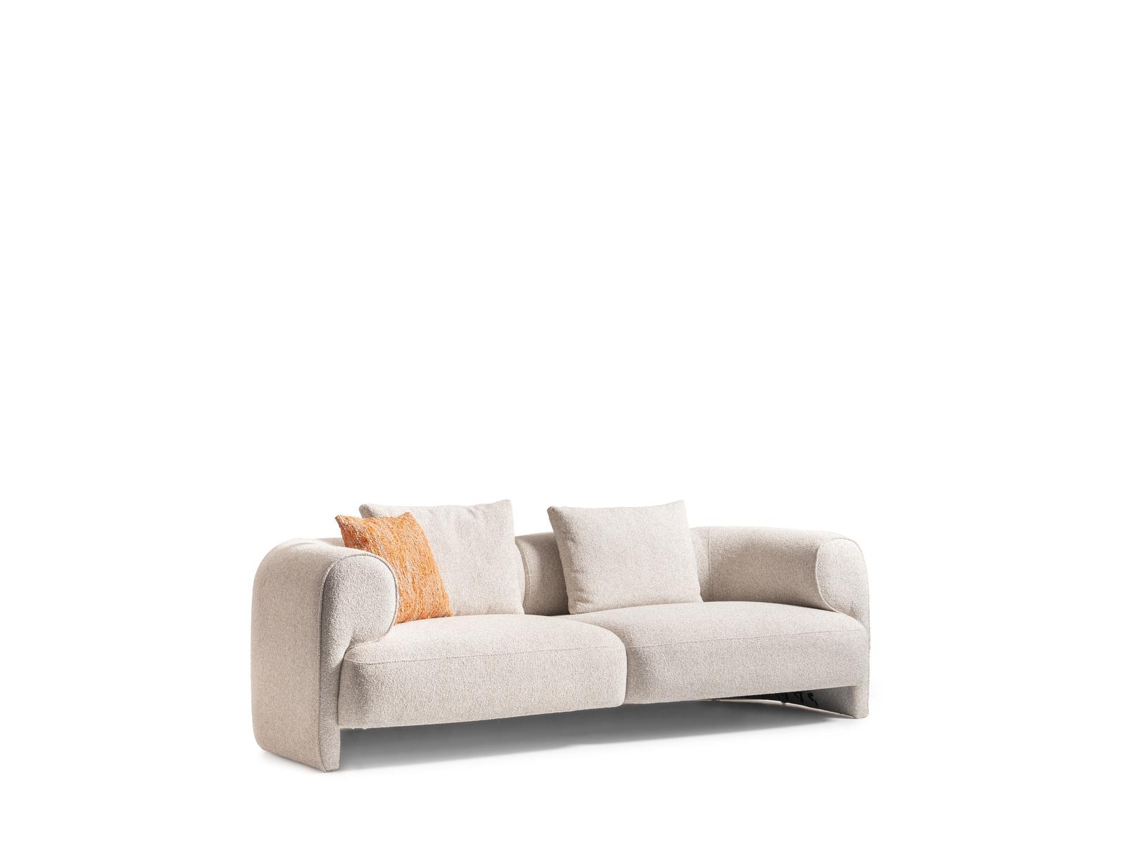 Modernes beiges Stoffsofa 3-Sitzer mit Holzrahmen