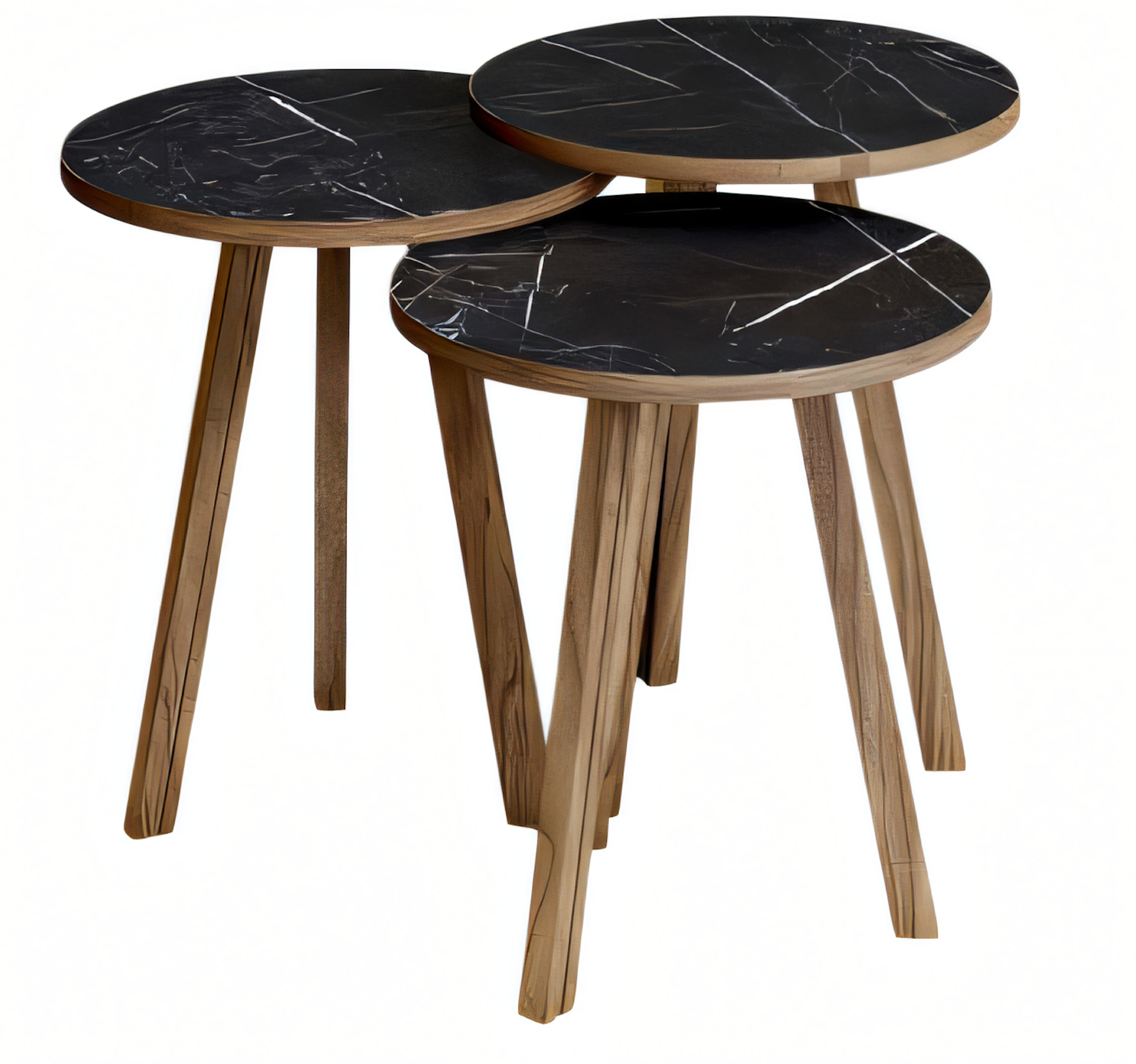 Elegantes schwarzes Couchtisch-Set aus Holz im modernen Design