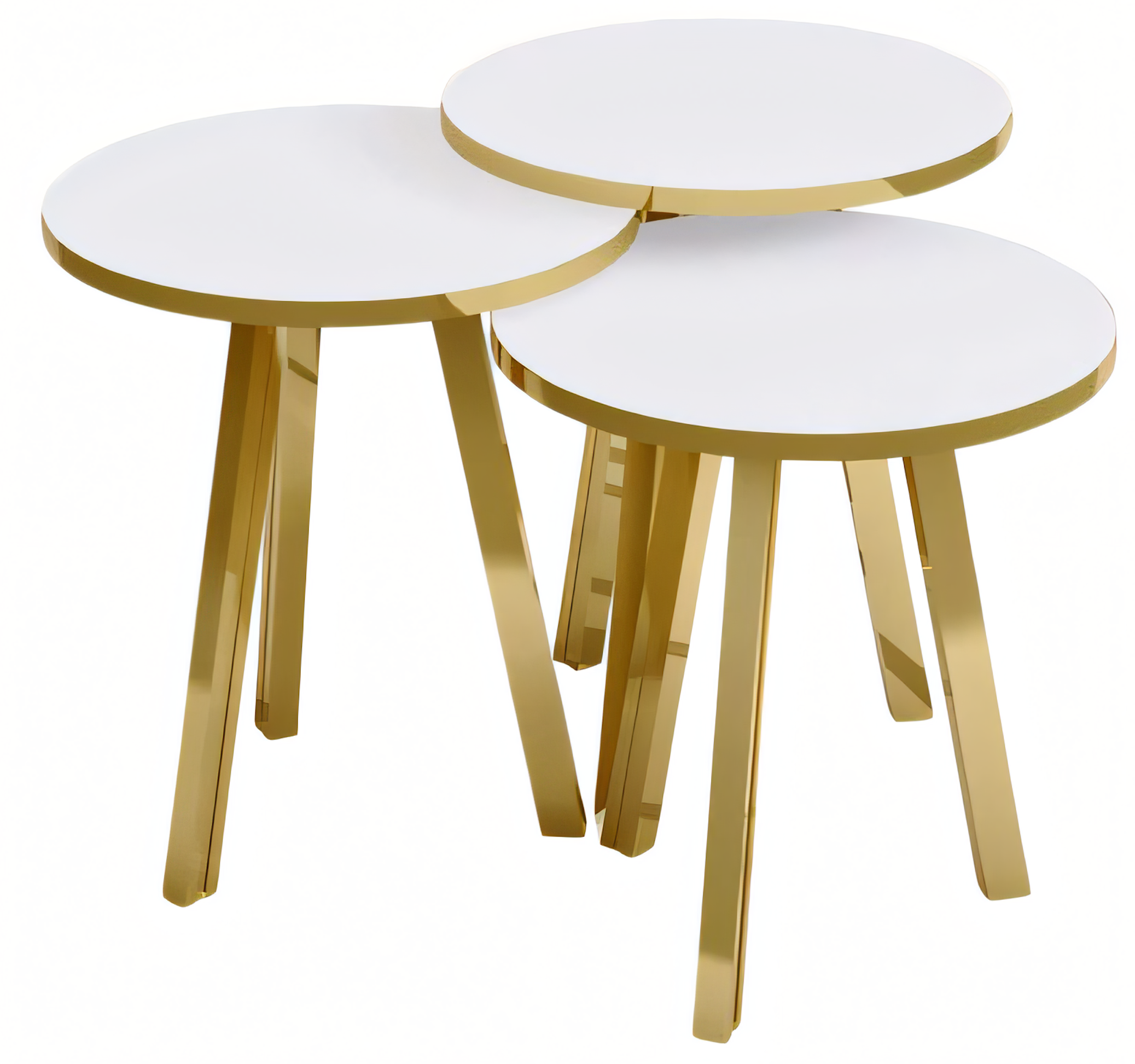 Weißes Holz-Metall Couchtisch-Set modern elegant