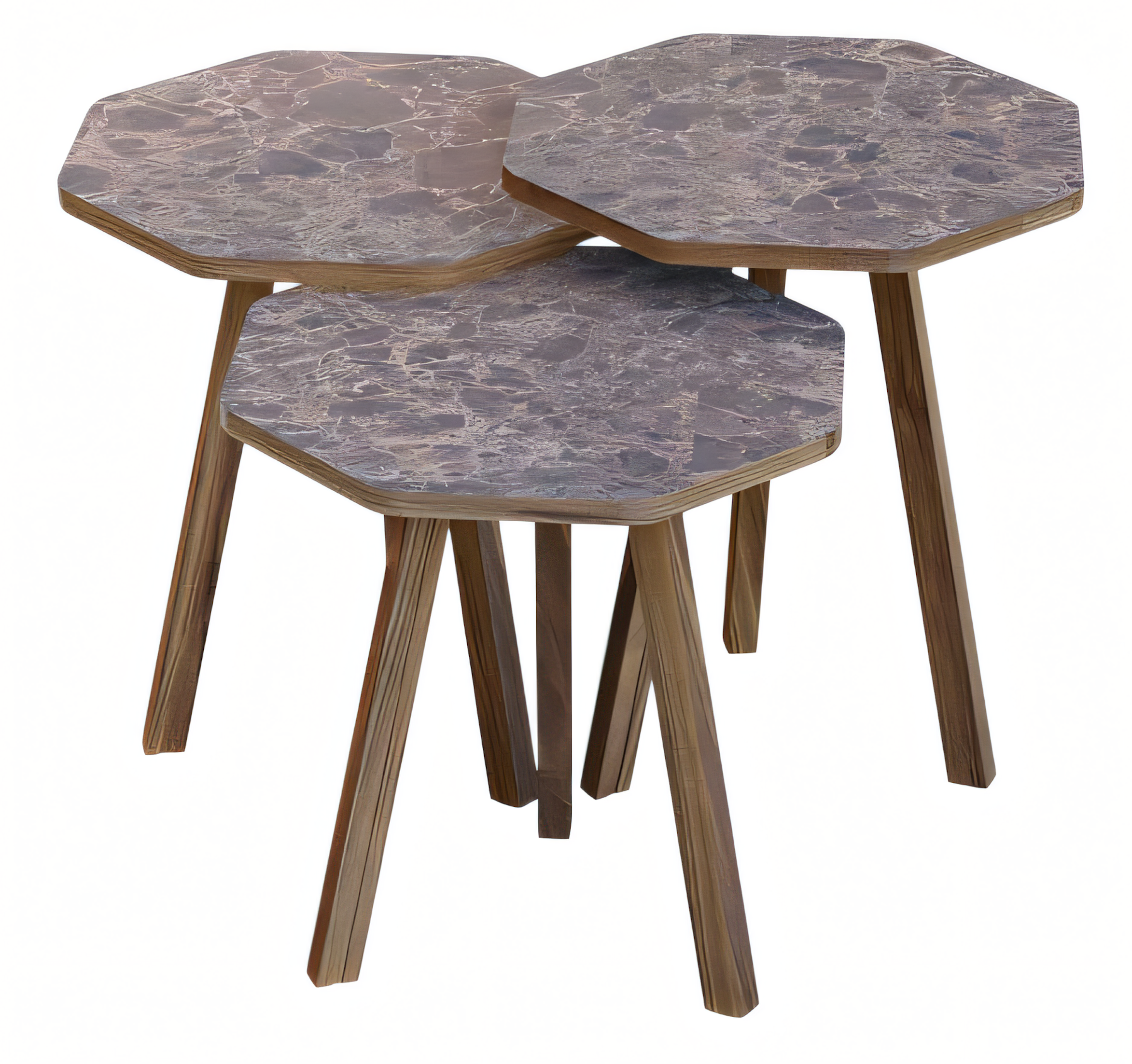 Elegantes braunes Holz Couchtisch-Set im modernen Design