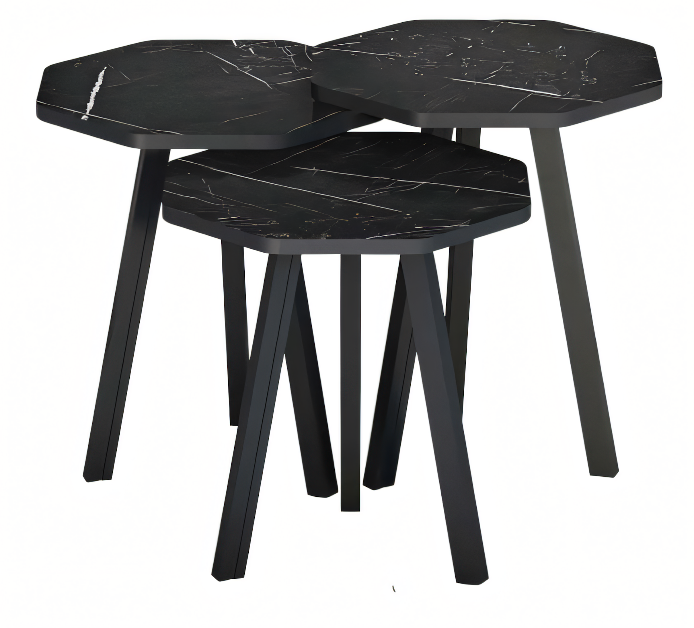 Elegantes schwarzes Holz Couchtisch-Set modern und robust