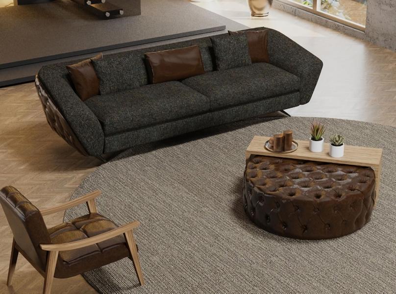 Wohnzimmerset Sofa, Sessel und Couchtisch in modernem Design