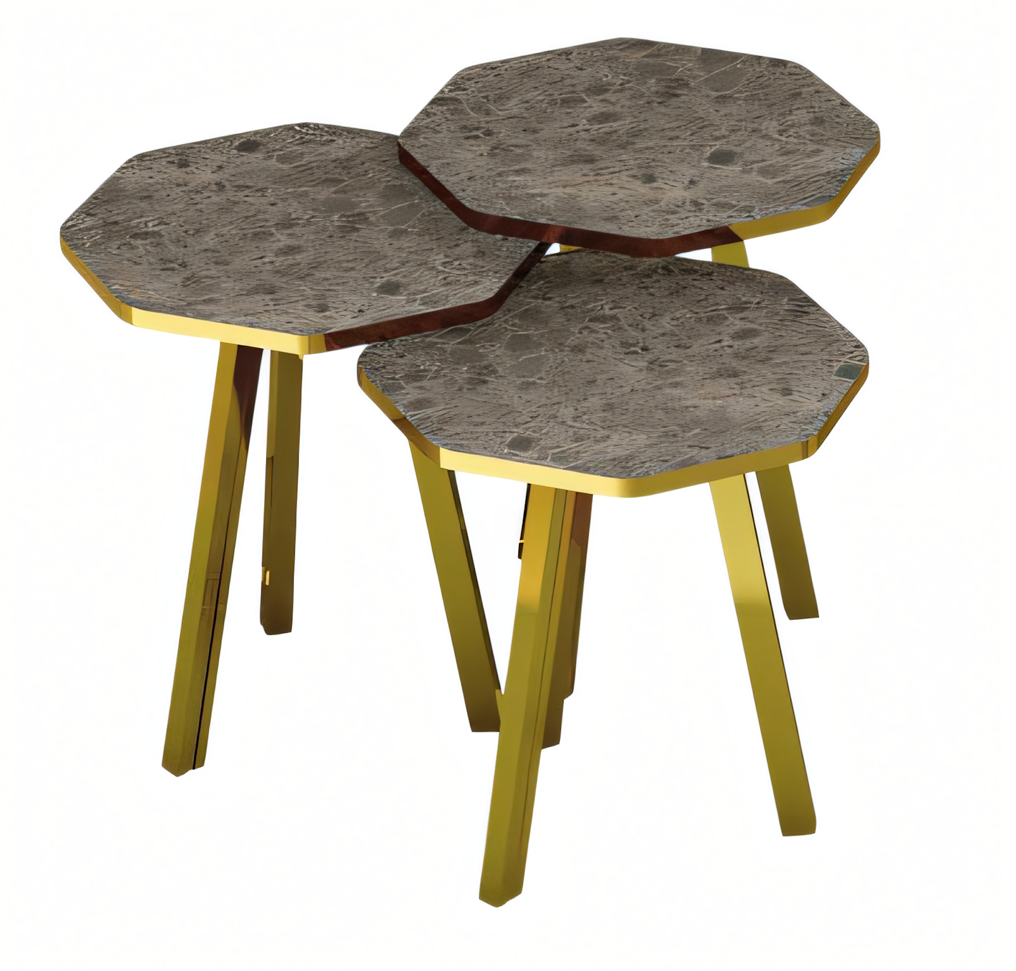 Elegantes graues Couchtisch-Set aus Holz und Metall