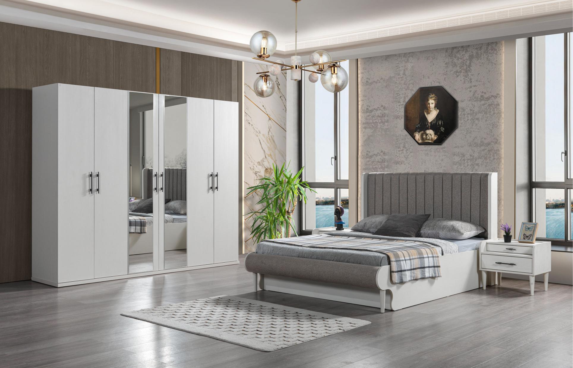 Komplettschlafzimmer 4-teilig Bett Schrank Nachttische modern