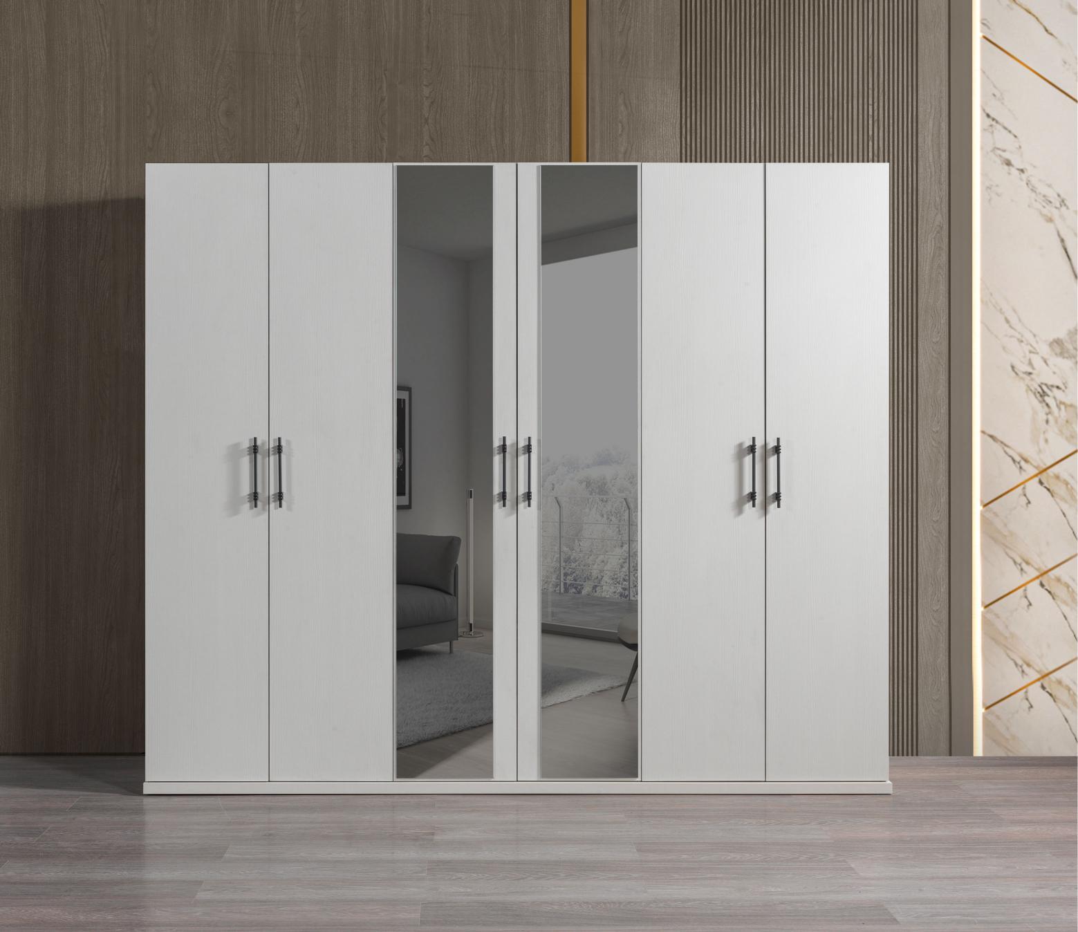 Kleiderschrank Schlafzimmer Weiß 254 cm modern Stauraum Möbel weiß
