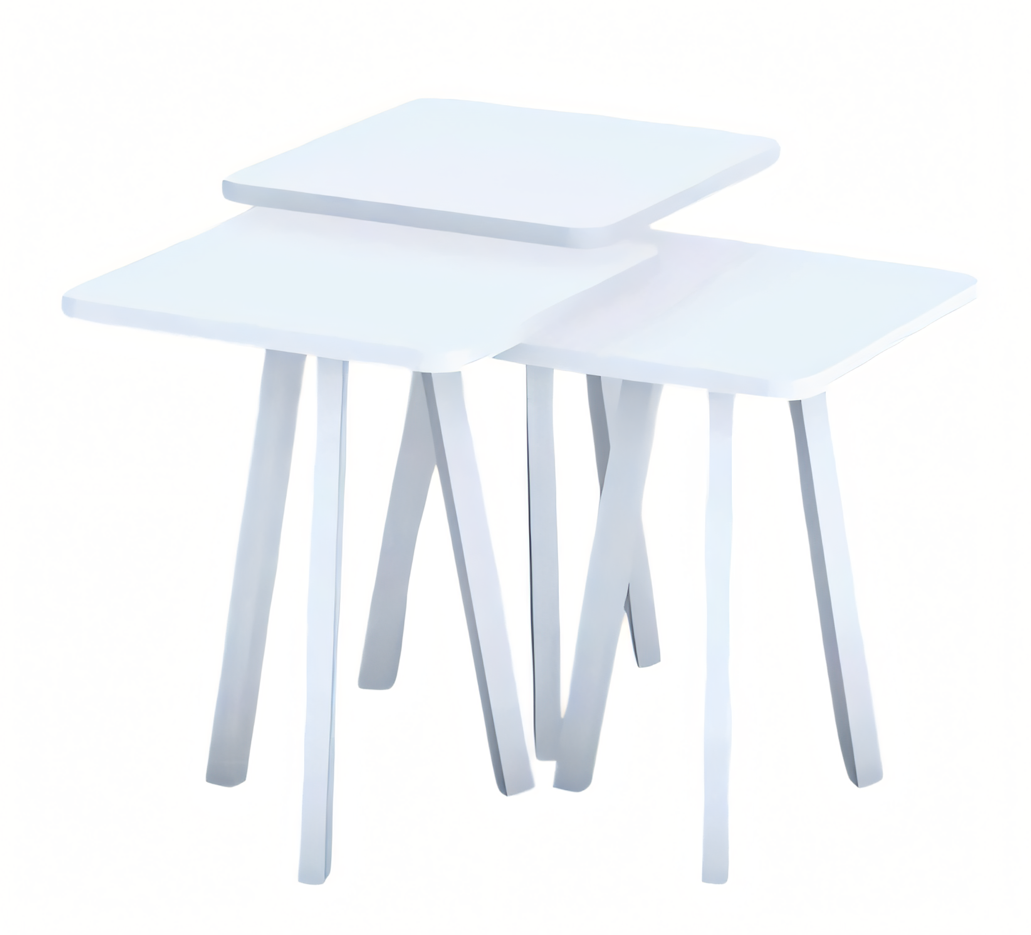 Elegantes weißes Holz Couchtisch-Set im modernen Stil