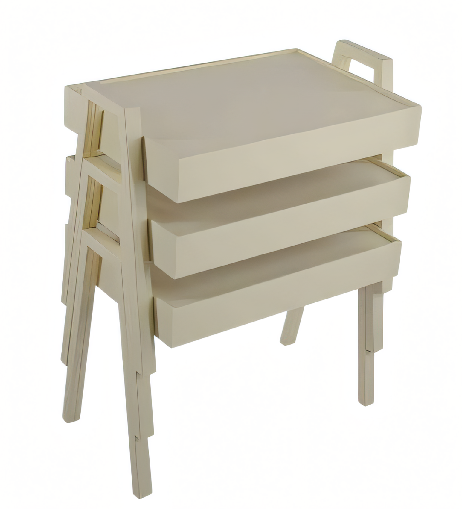 Weiße Holz Couchtisch-Set modern elegant für Wohnzimmer