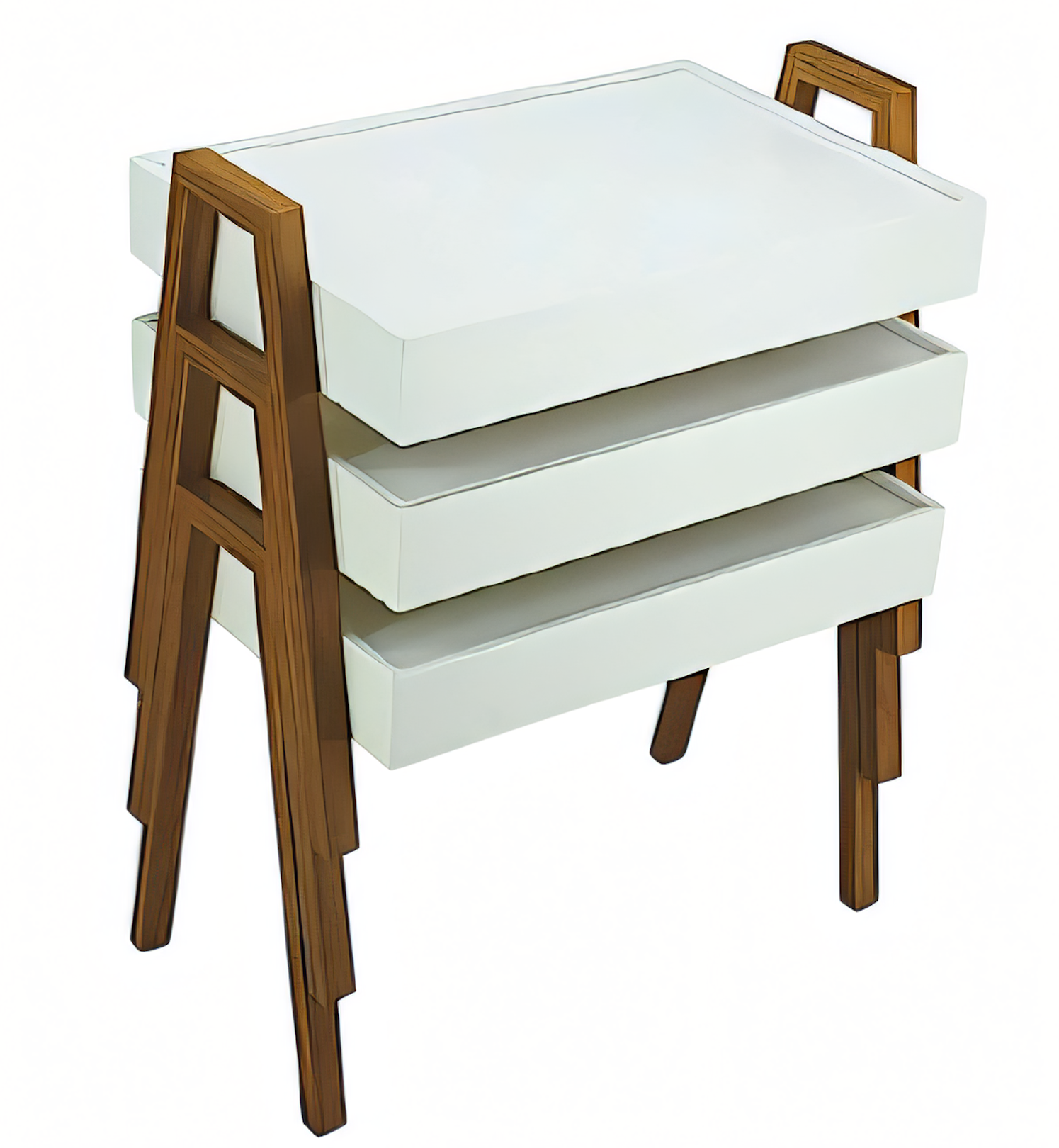 Elegantes weißes Couchtisch-Set aus Holz im modernen Stil