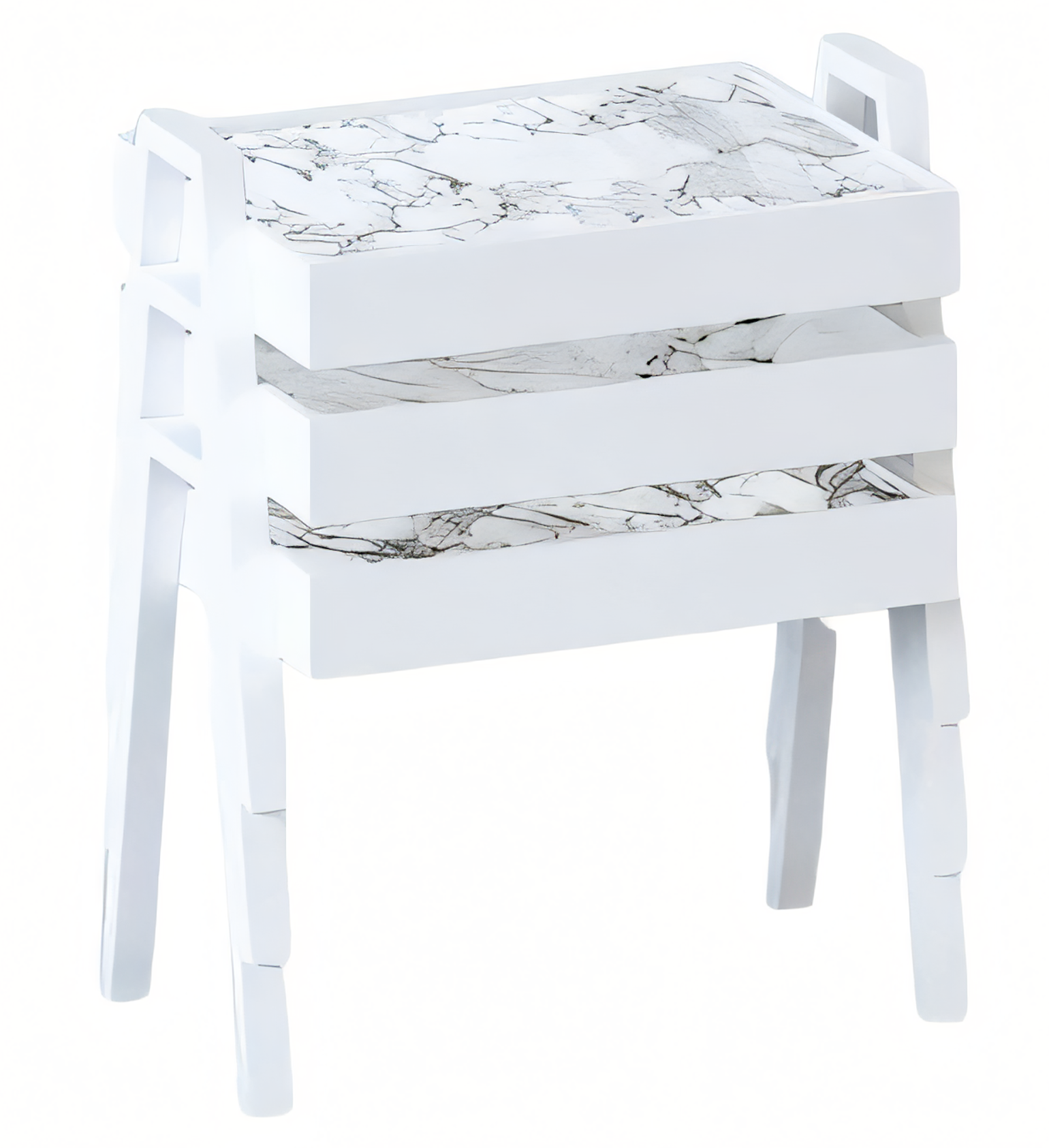 Weiße Holz Couchtisch-Set modern minimalistisch