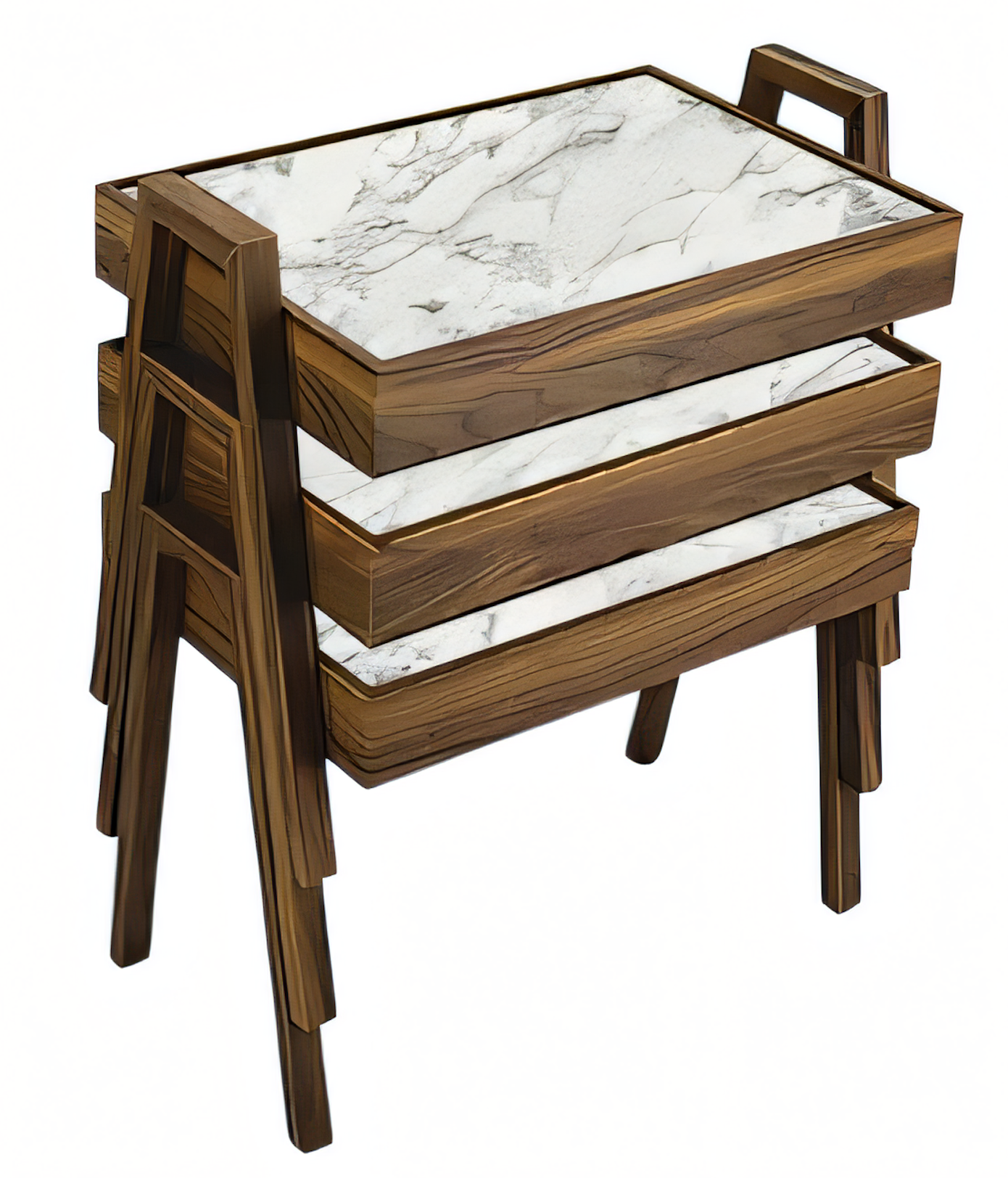 Elegantes braunes Holz Couchtisch-Set im stilvollen Design