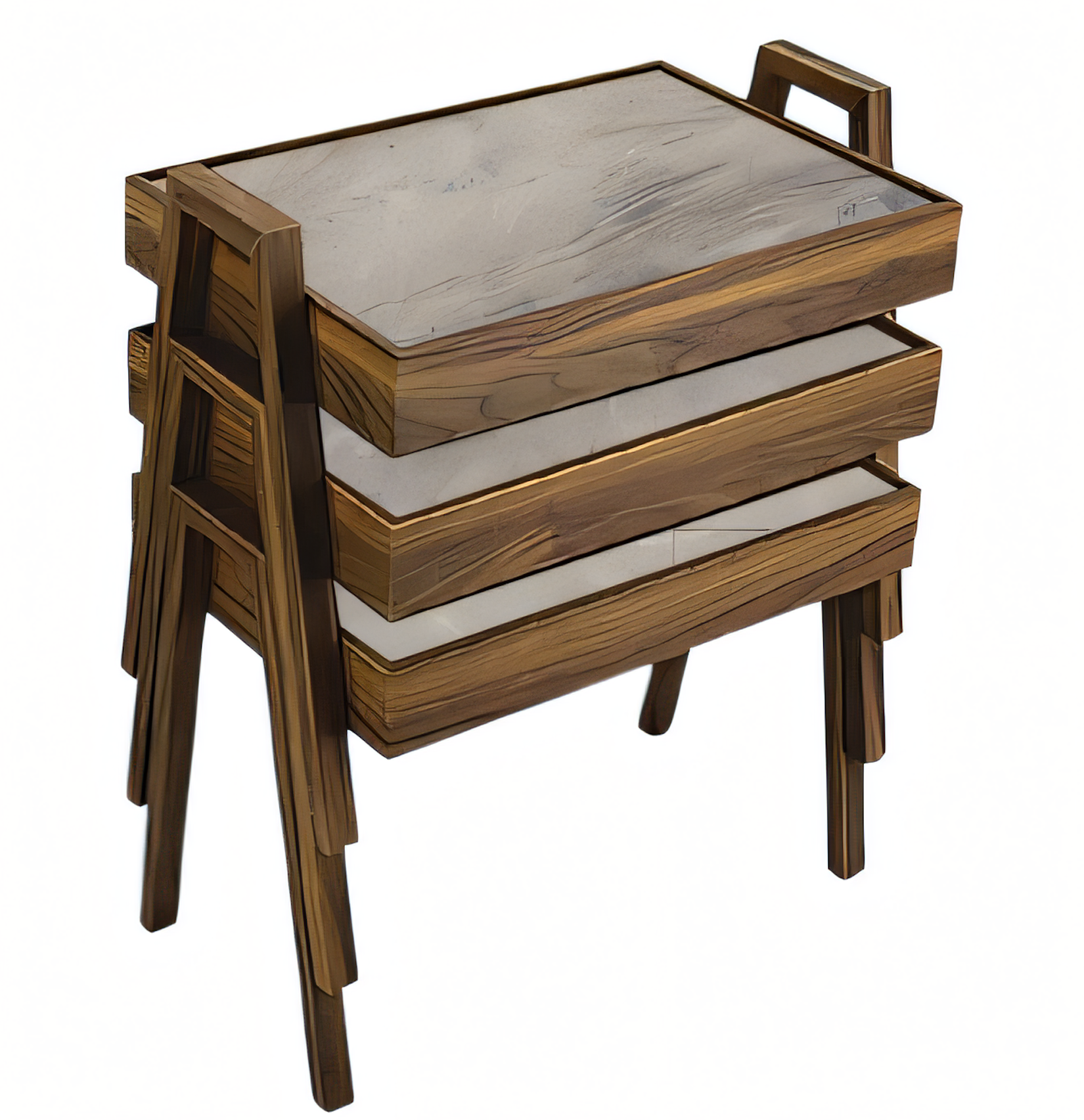 Moderner grauer Holz-Couchtisch-Set für Wohnzimmer