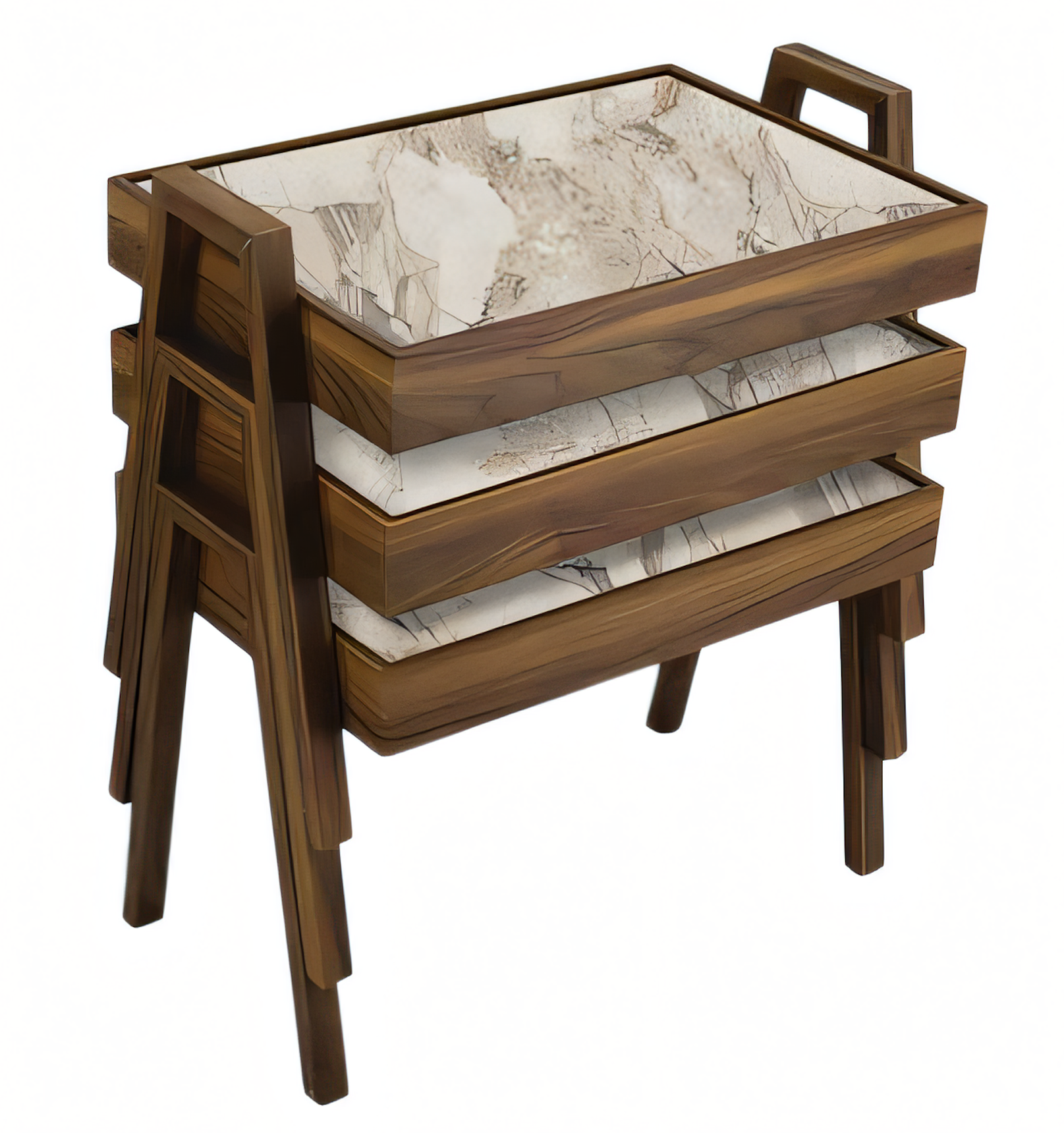 Elegantes Beigefarbenes Couchtisch-Set aus Holz im modernen Stil