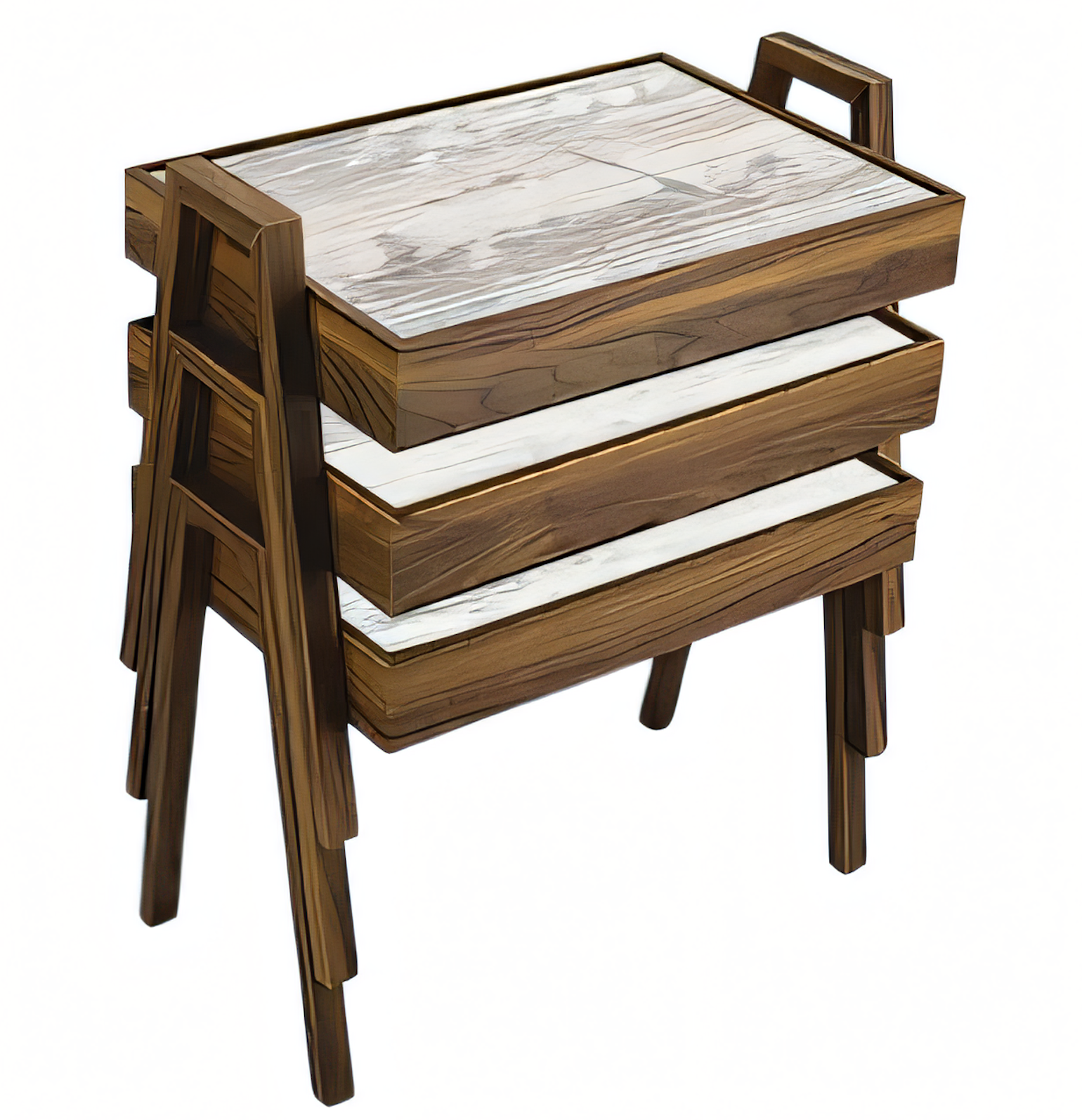 Elegantes graues Couchtisch-Set aus Holz im modernen Stil