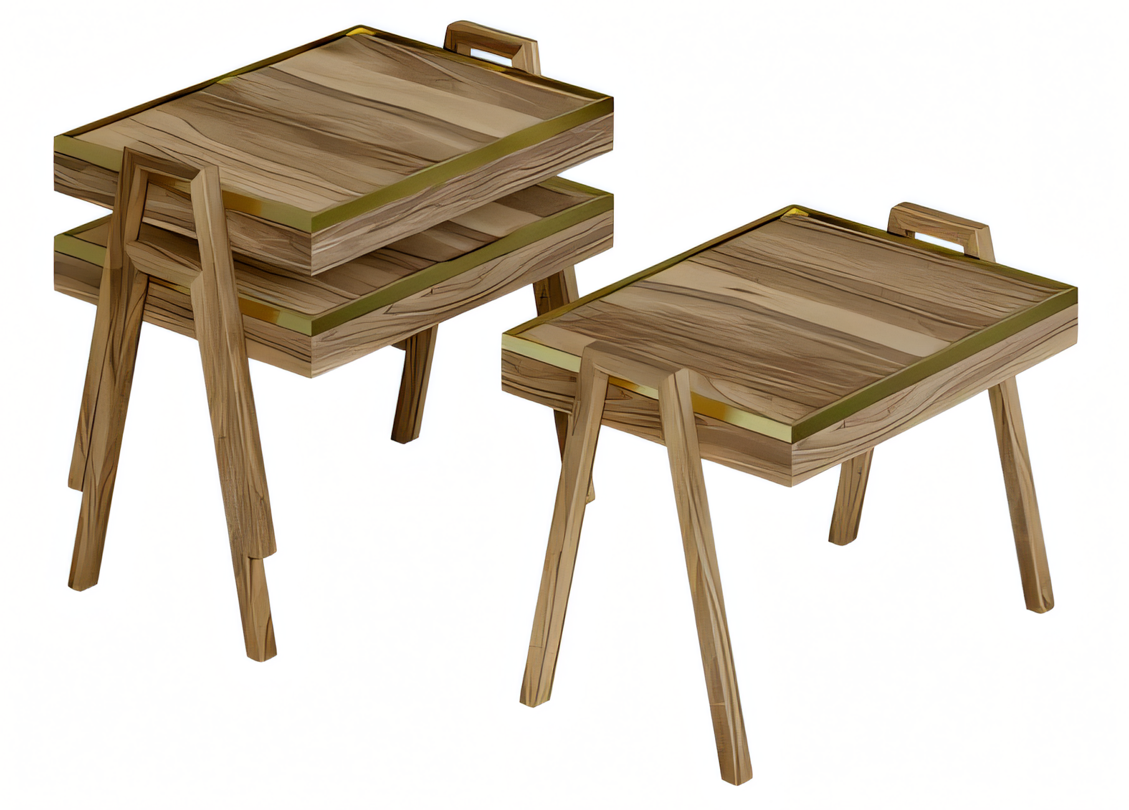 Couchtisch-Set aus Holz in Braun modern minimalistisch