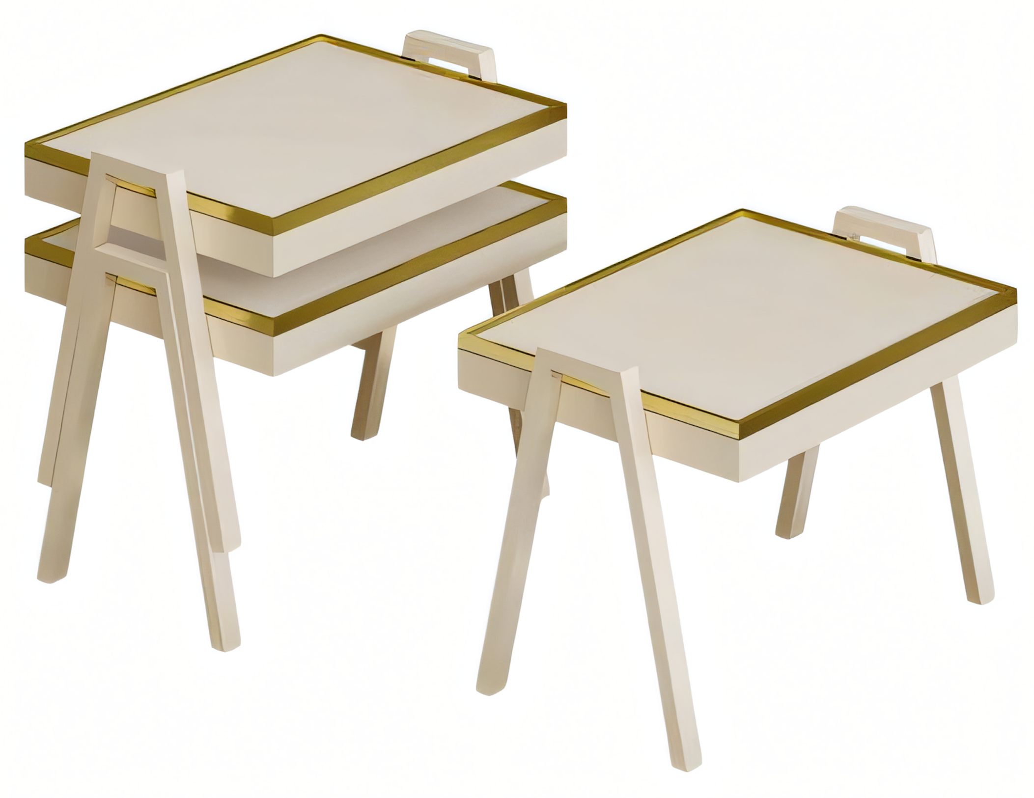 Couchtisch-Set aus Holz in Beige modern elegant