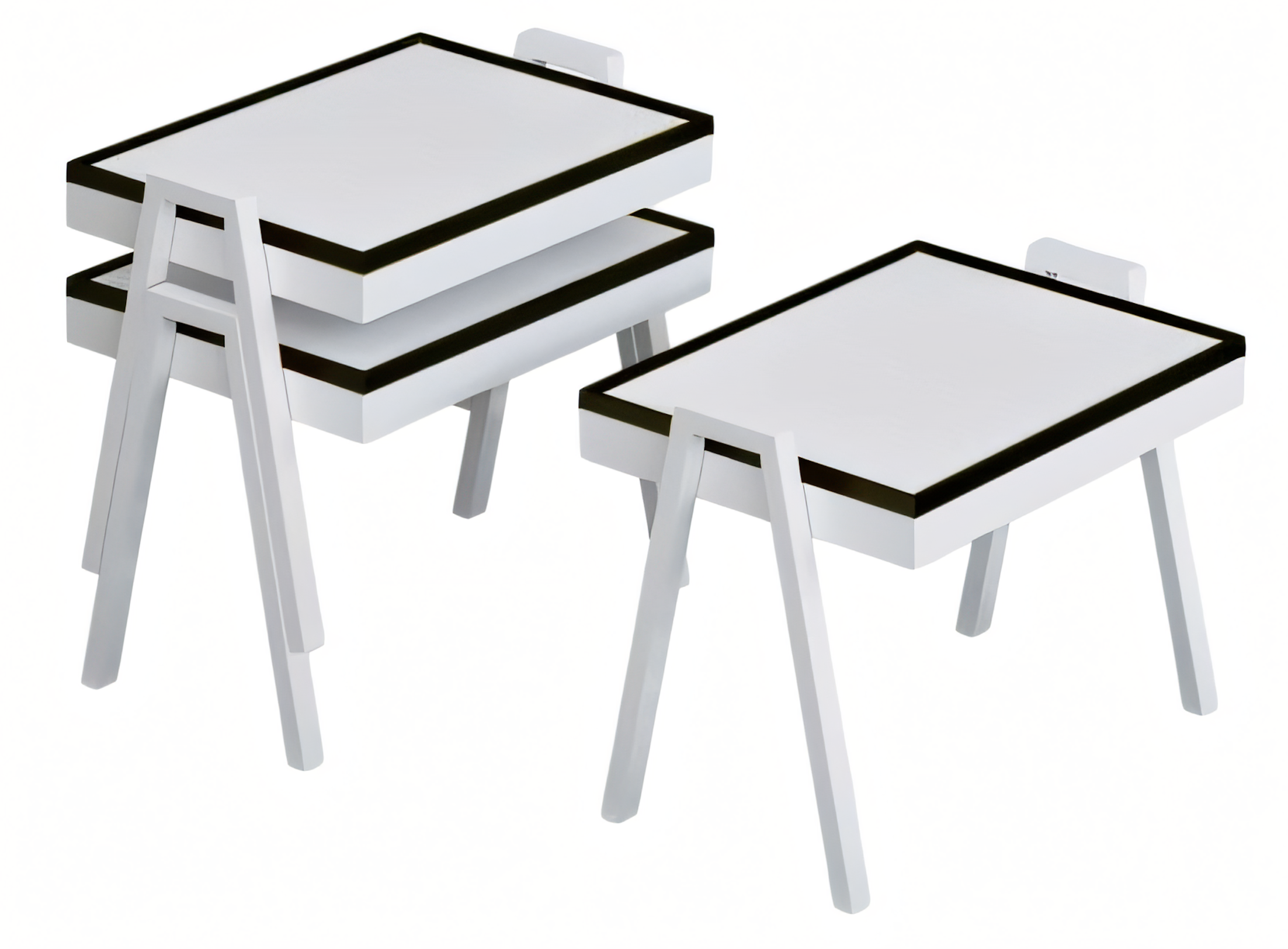 Elegantes weißes Couchtisch-Set aus Holz modernes Design