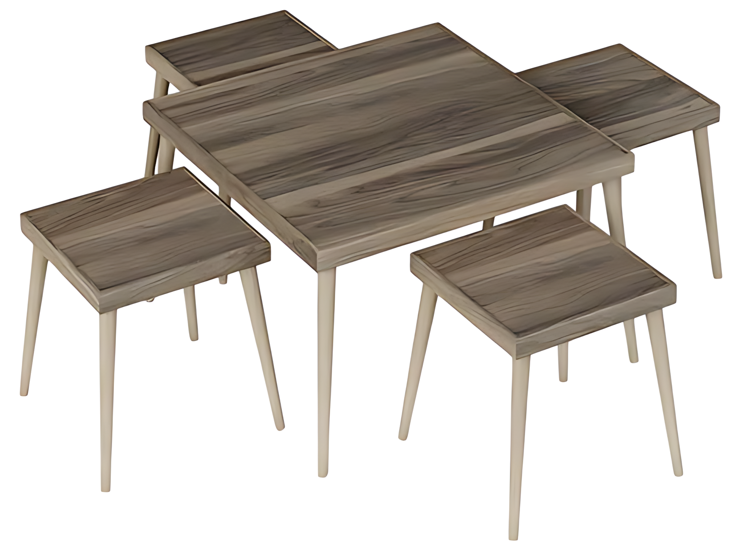 Wohnzimmer-Set aus Holz in Braun modern elegant