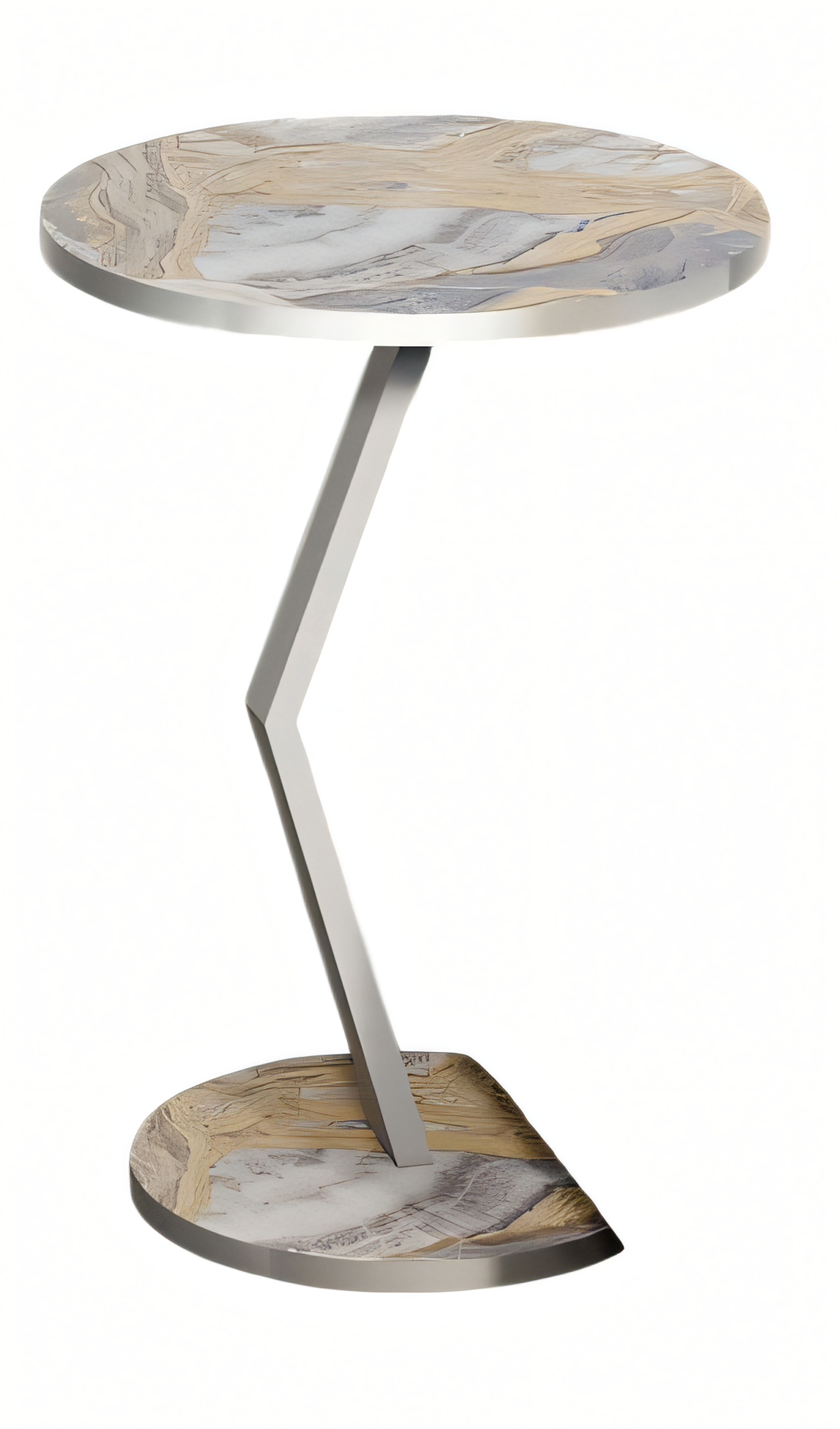 Mehrfarbiger Holz-Edelstahl Beistelltisch im modernen Stil