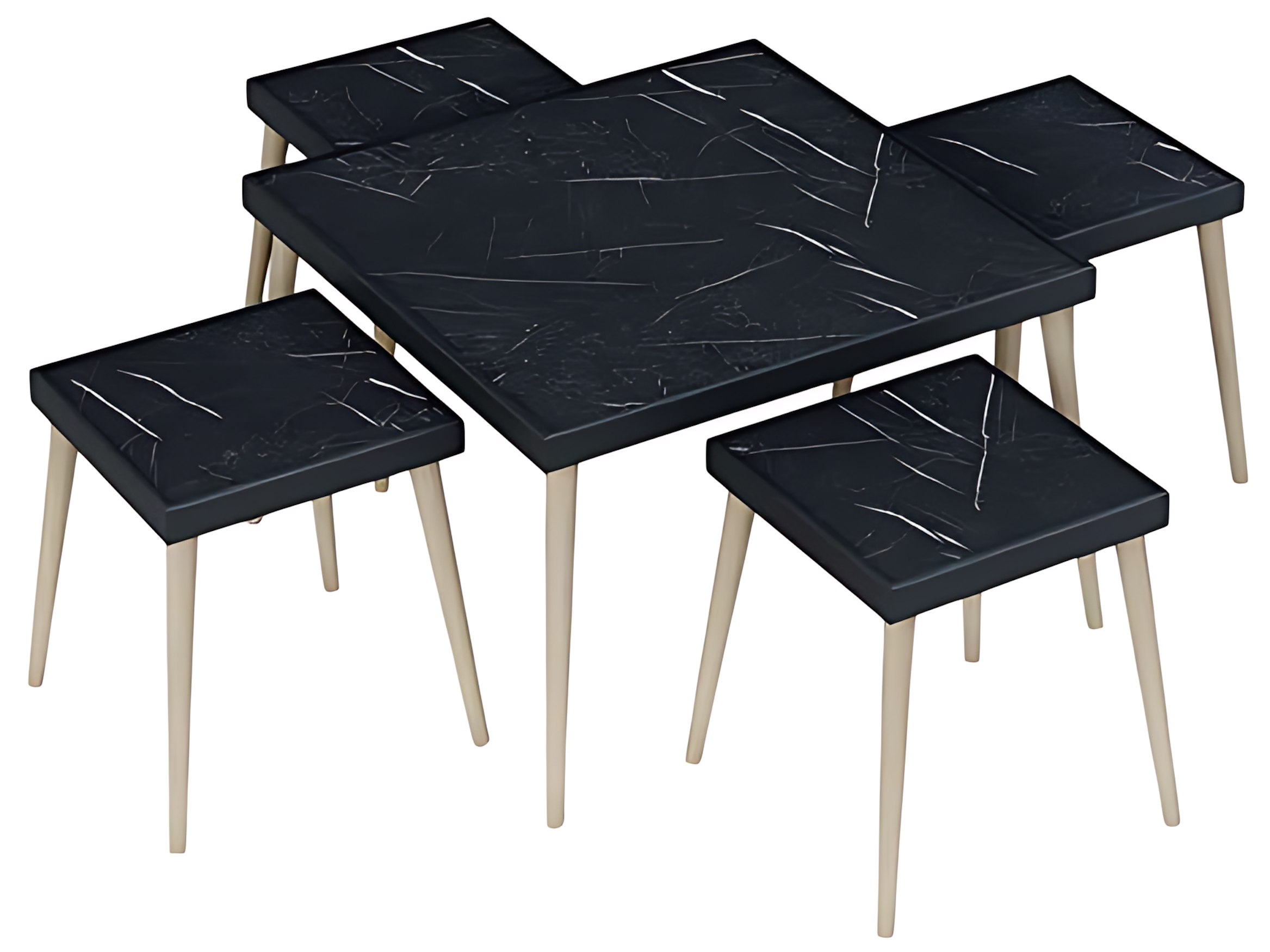 Elegantes schwarzes Wohnzimmer-Set aus Holz mit modernem Design