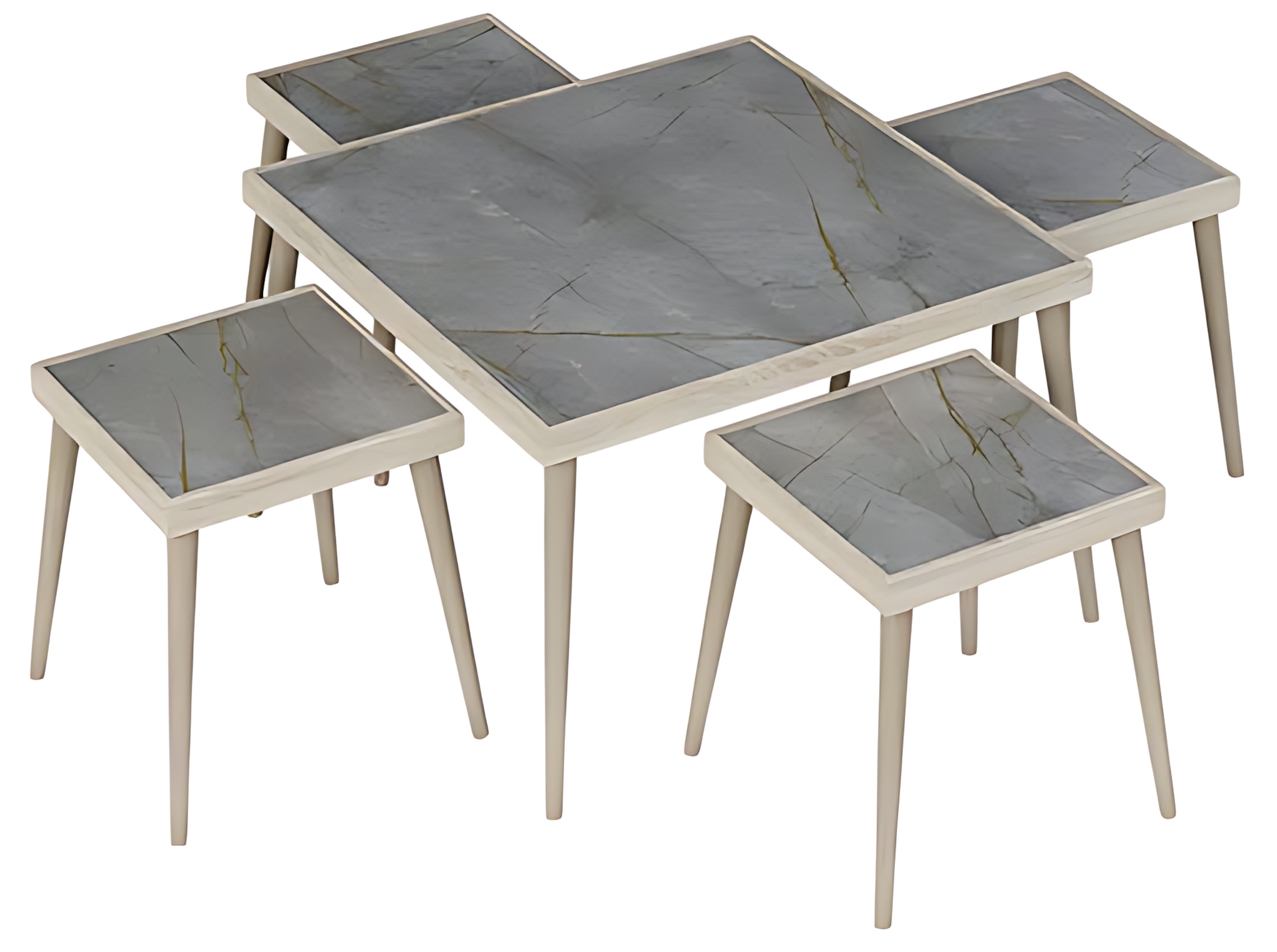 Wohnzimmer-Set Grau aus Holz im modernen Design