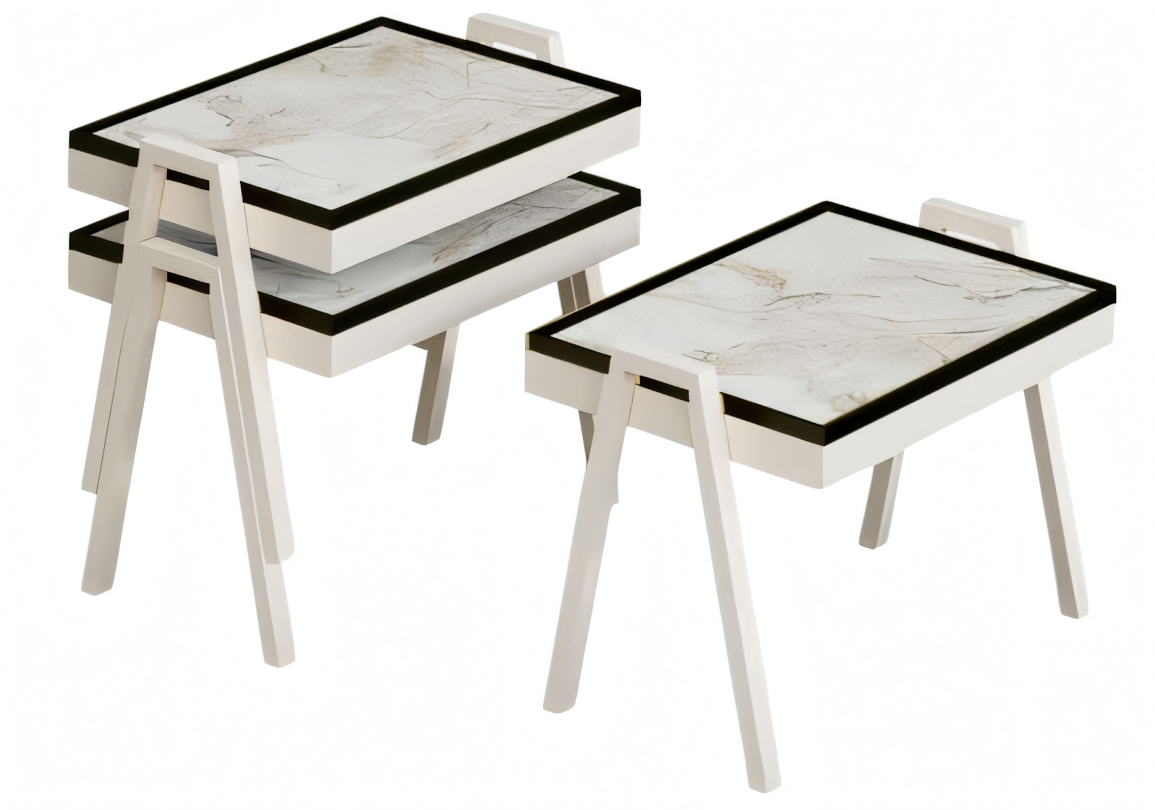 Weißes Holz Couchtisch-Set im modernen Design