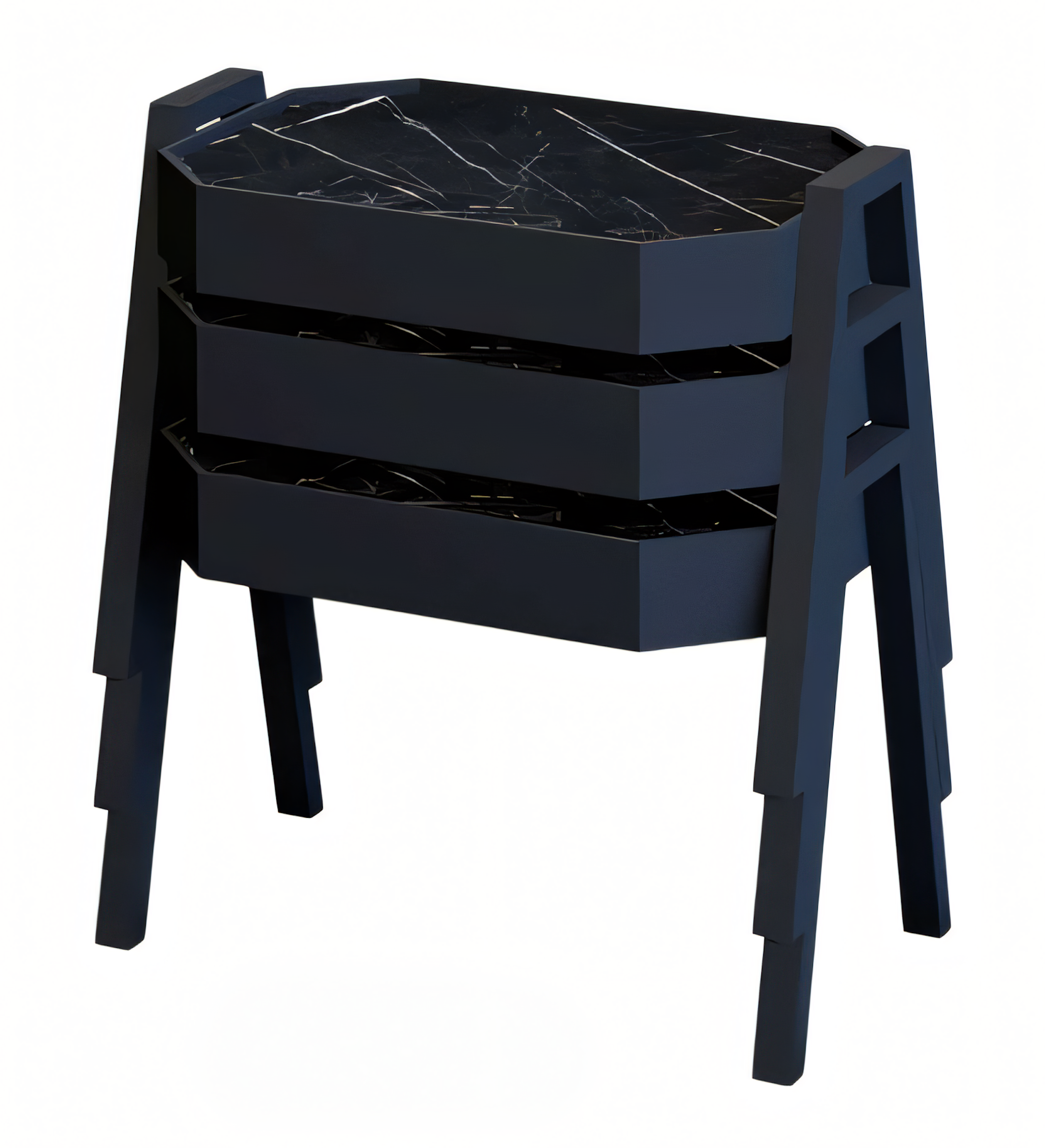 Elegantes schwarzes Couchtisch-Set aus Holz im modernen Design