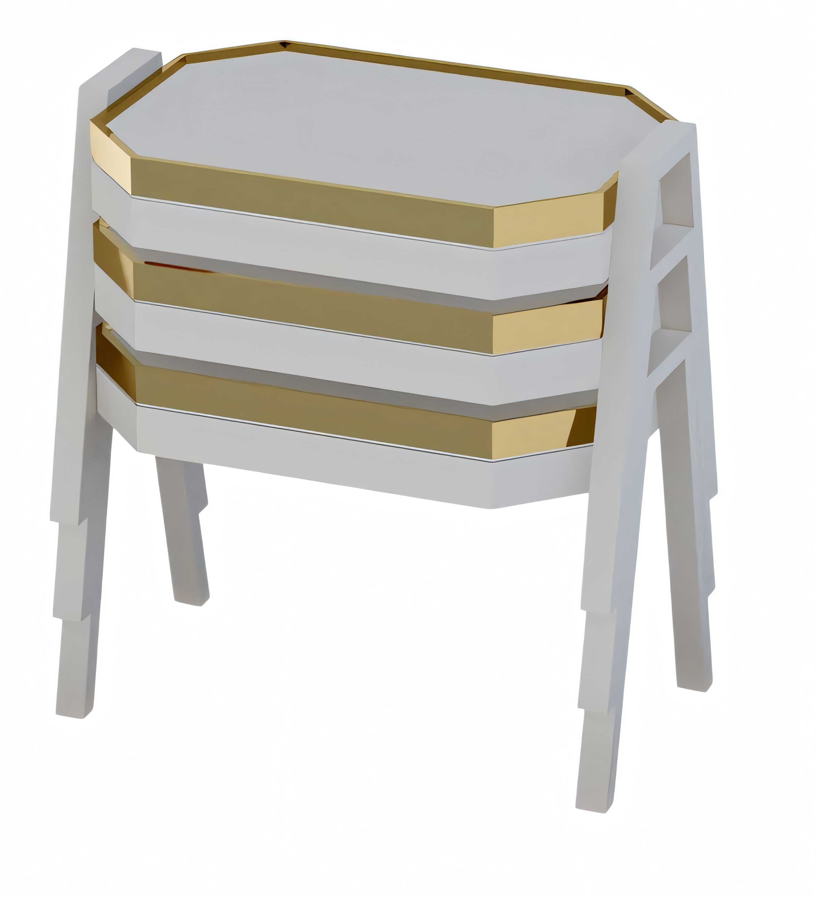 Elegantes weißes Couchtisch-Set aus Holz im modernen Stil