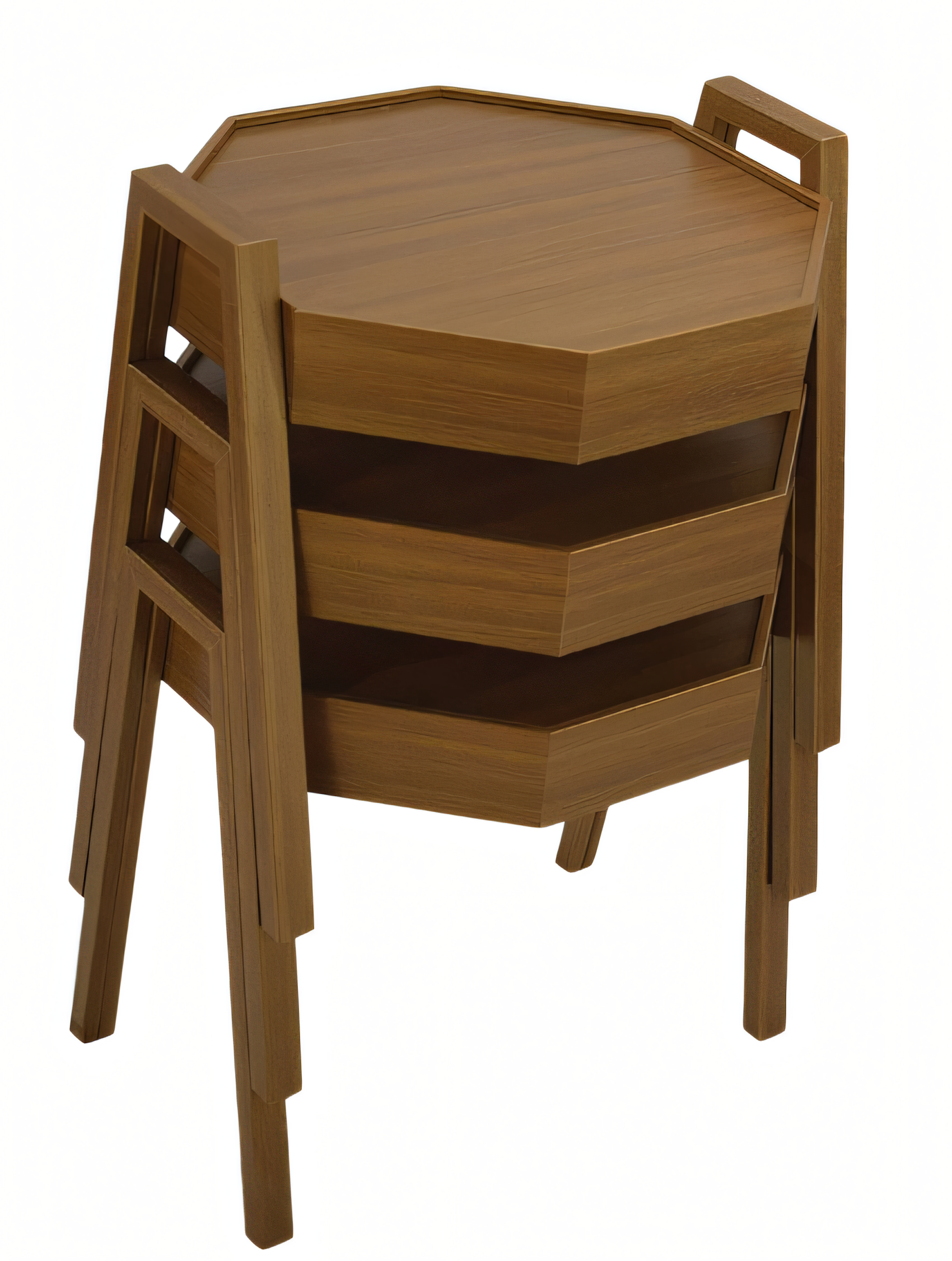 Elegantes Couchtisch-Set aus Holz in warmem Braunstil