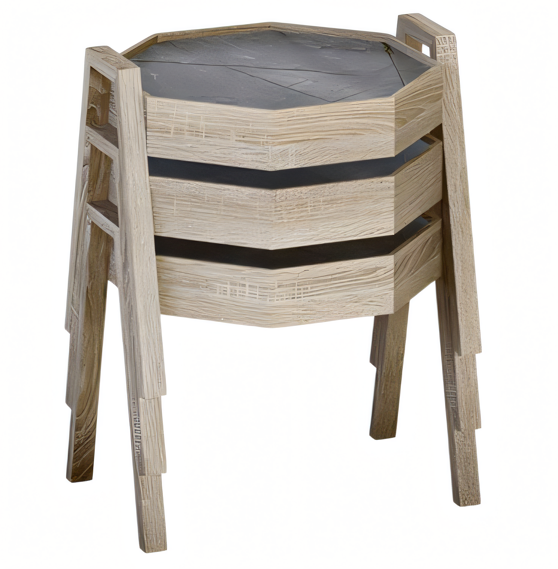 Elegantes graues Couchtisch-Set aus Holz im modernen Stil