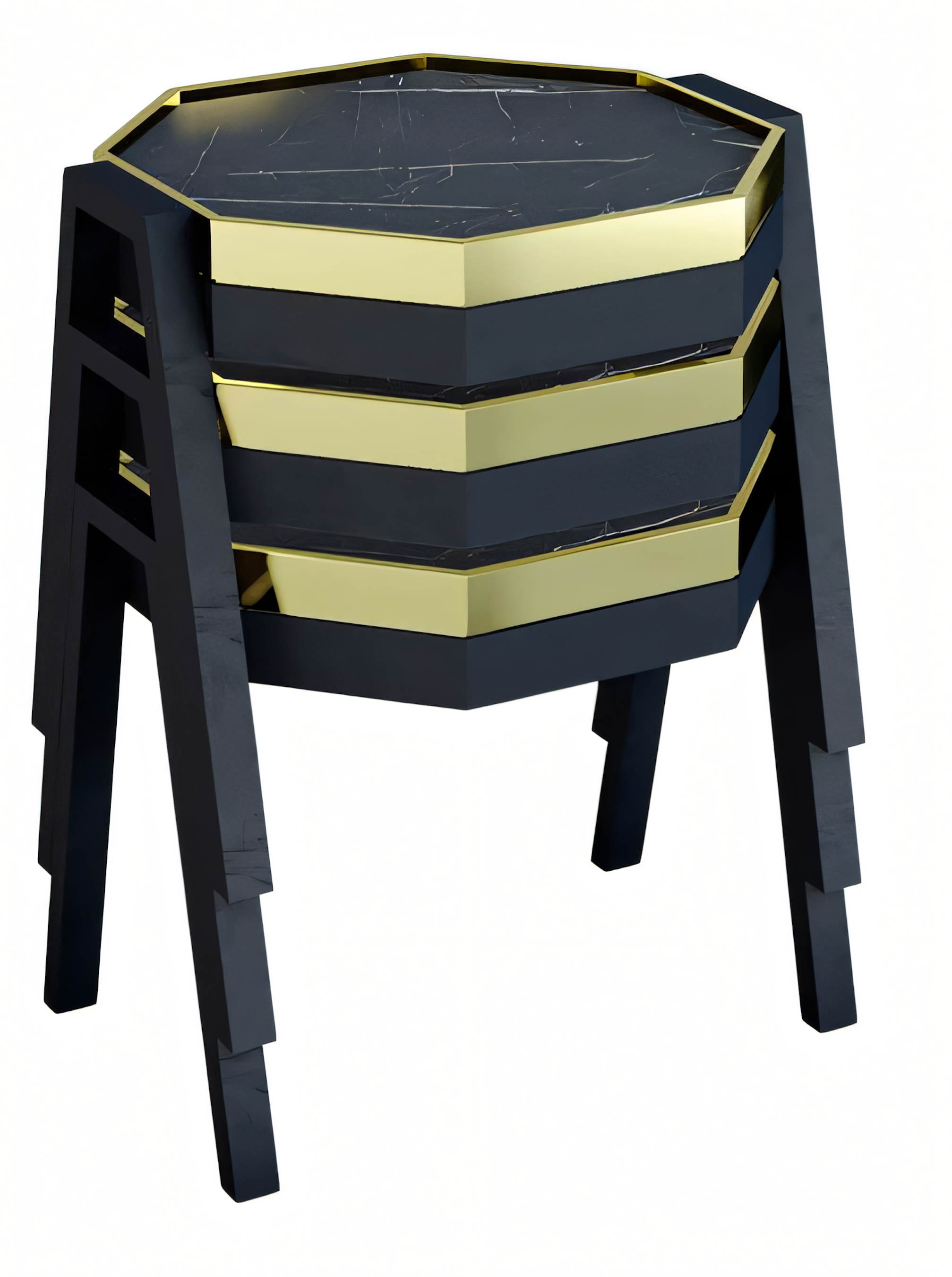 Elegantes schwarzes Couchtisch-Set aus Holz im modernen Design