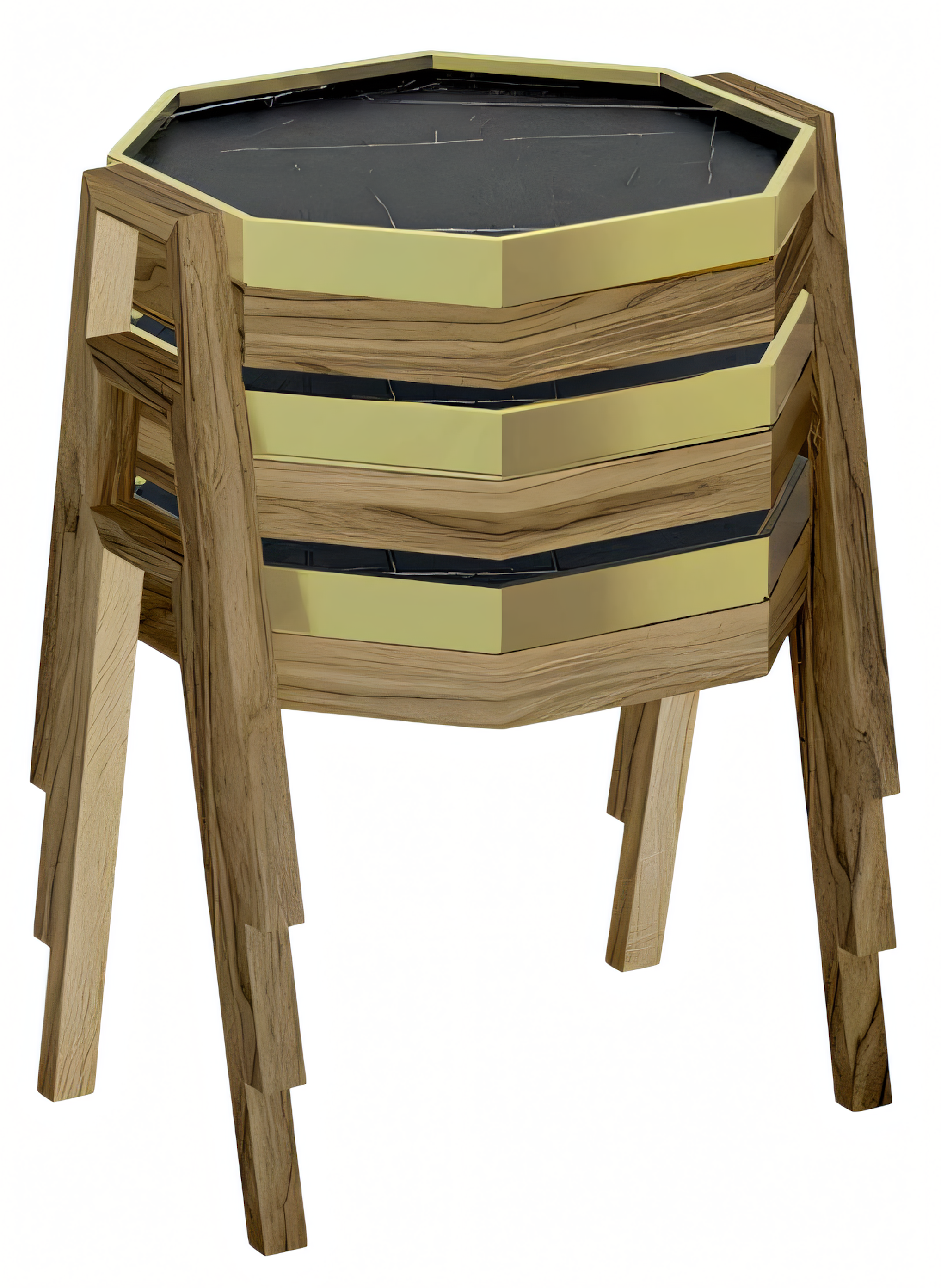 Elegantes schwarzes Couchtisch-Set aus Holz im modernen Stil