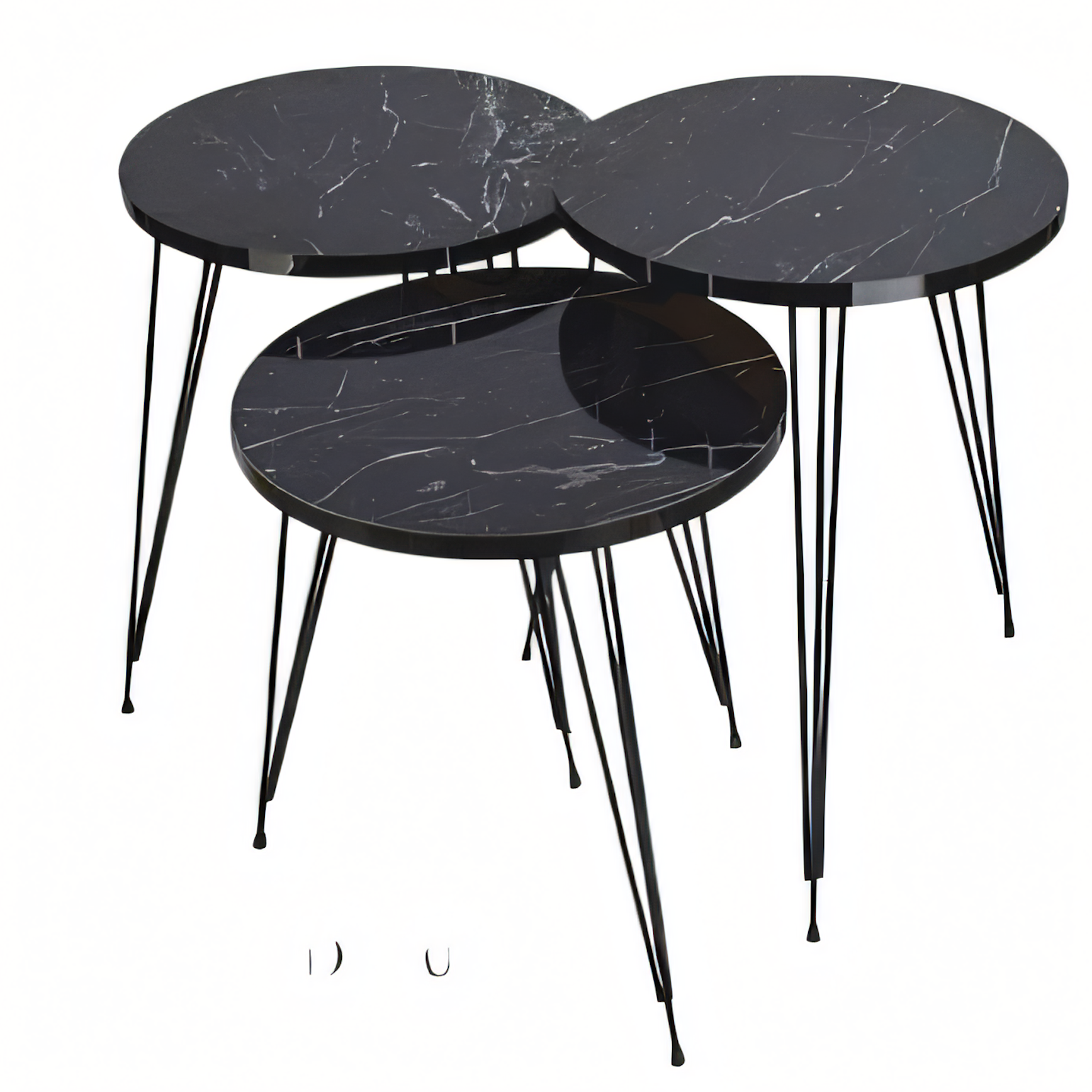 Elegantes schwarzes Couchtisch-Set aus Holz und Metall