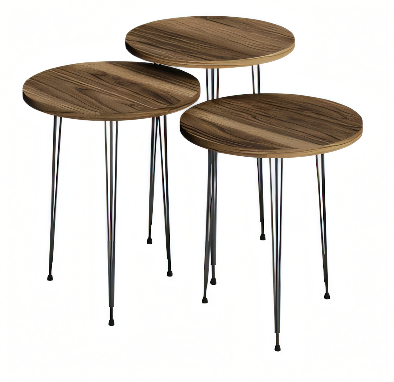 Elegantes braunes Couchtisch-Set aus Holz und Metall