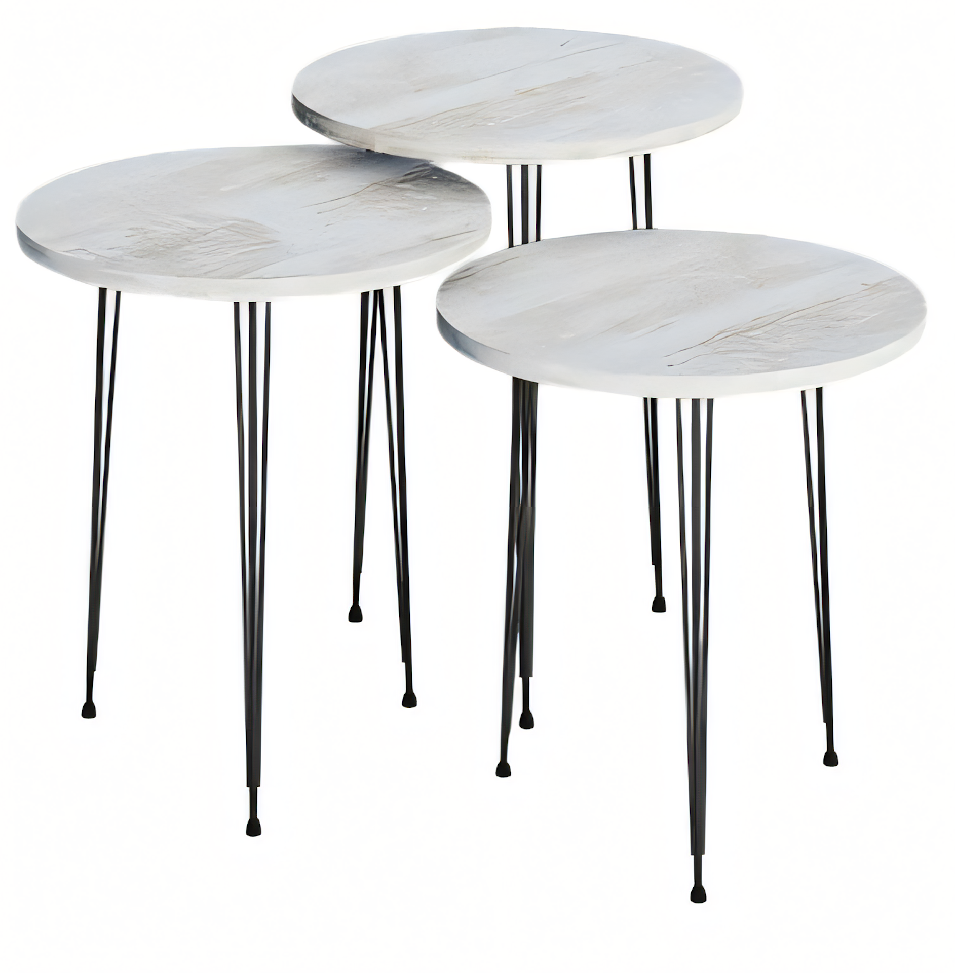 Elegantes Beigefarbenes Couchtisch-Set aus Holz und Metall