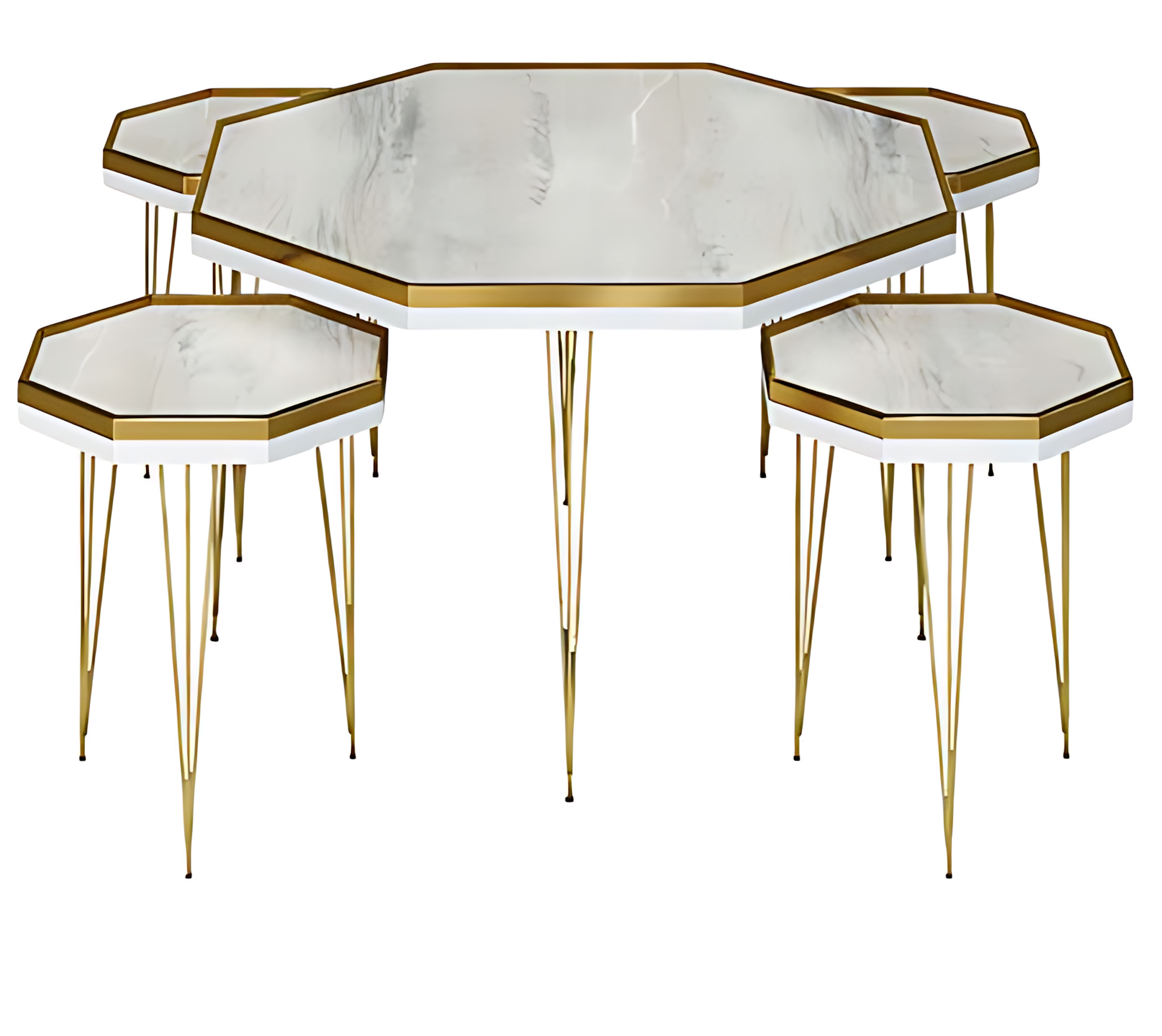 Elegantes weißes Wohnzimmer-Set aus MDF und Edelstahl