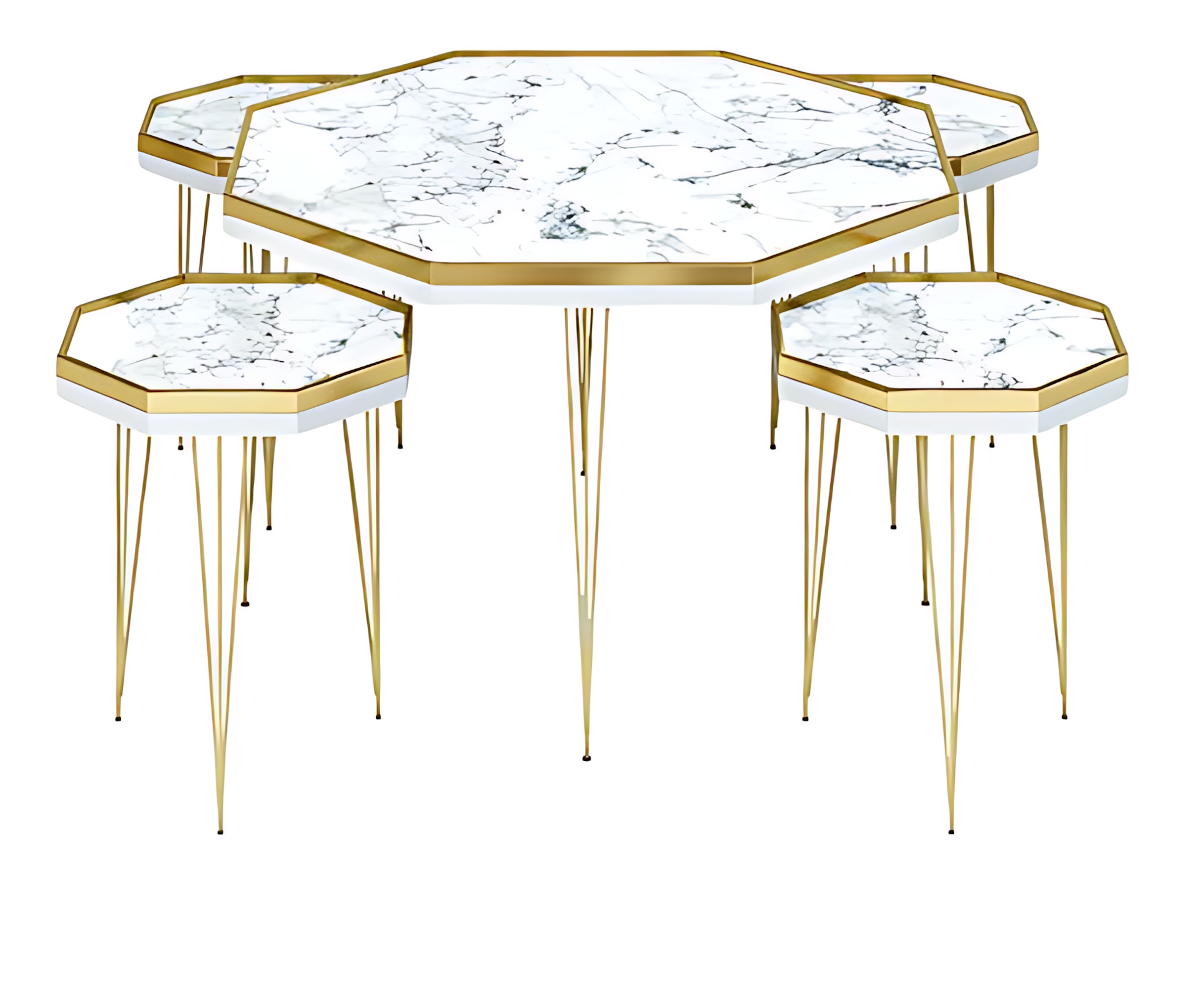 Elegantes weißes Wohnzimmer-Set aus MDF und Edelstahl in modernem Stil