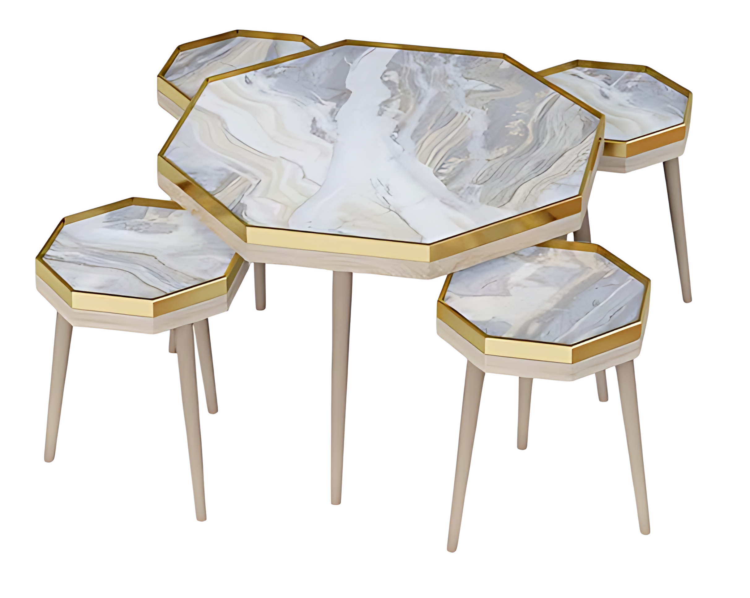 Wohnzimmer-Set Grau Holz Edelstahl modern elegant