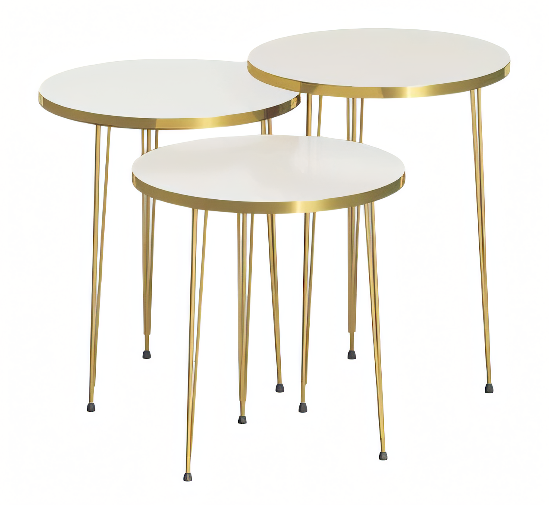 Weißes modernes Couchtisch-Set aus Holz und Edelstahl